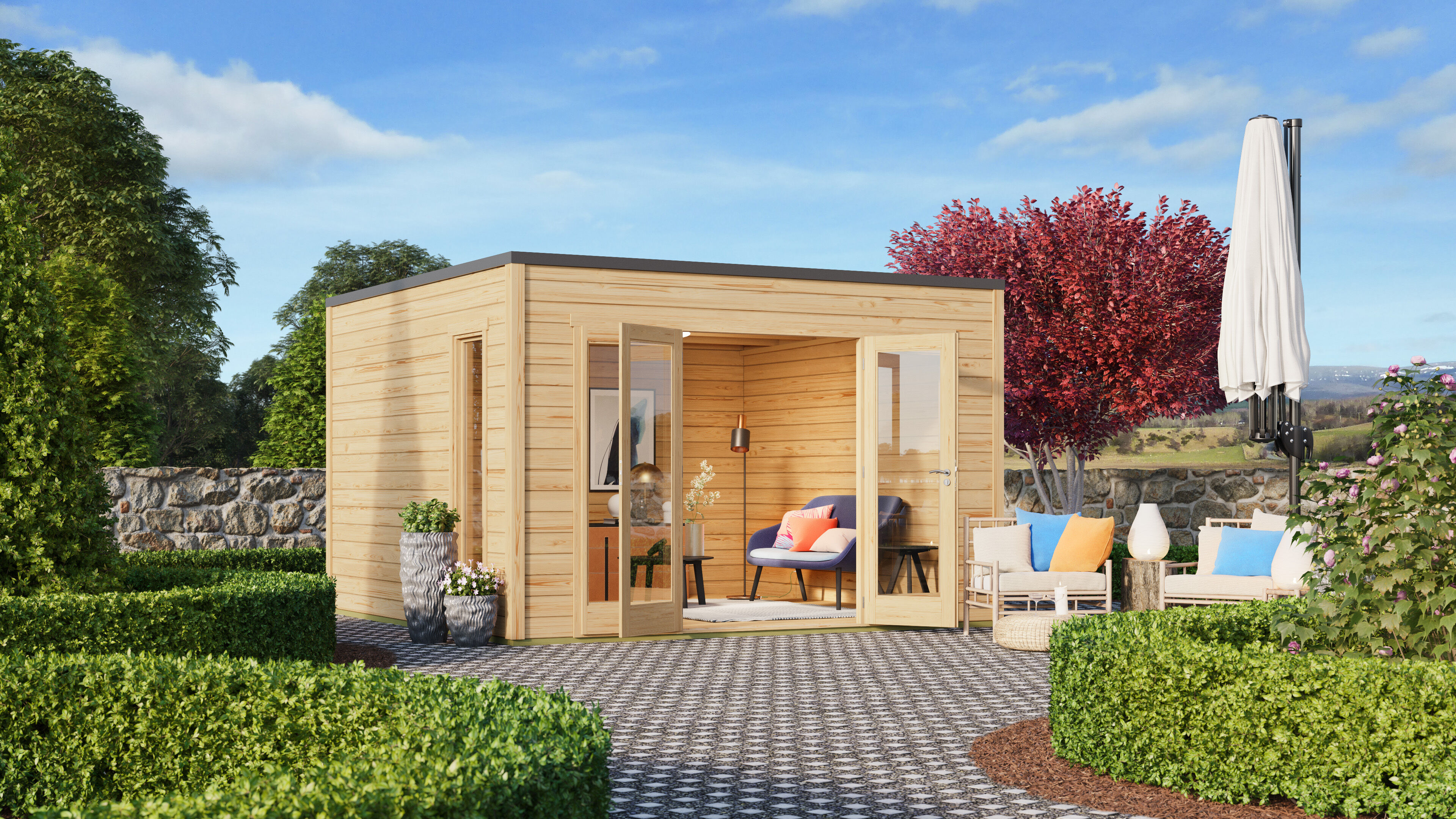 26% Rabatt ! Fjordholz Gartenhaus Modell Q-BIC 44 A