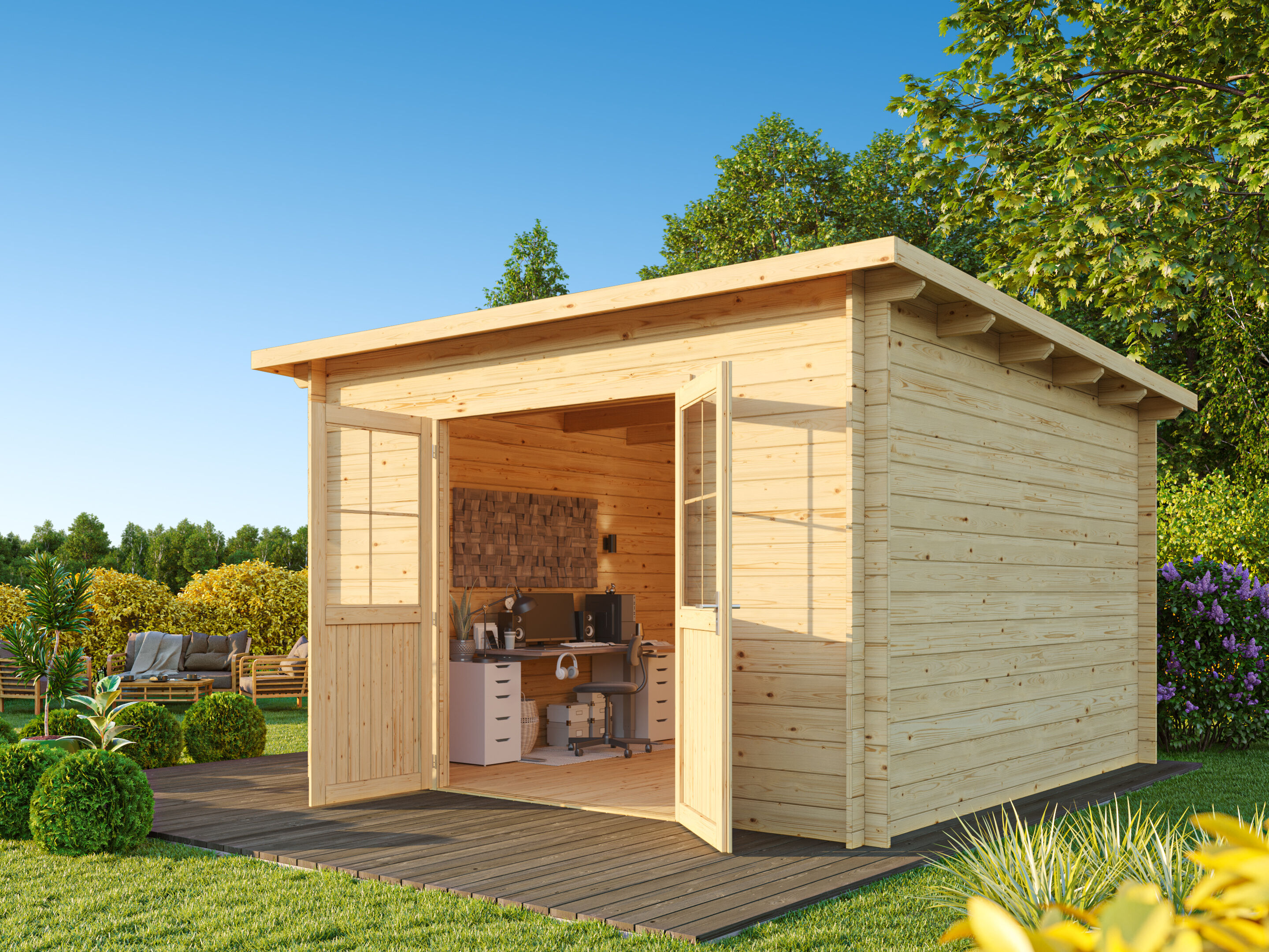 26% Rabatt ! Fjordholz Pultdach Gartenhaus Modell Ezra 5D