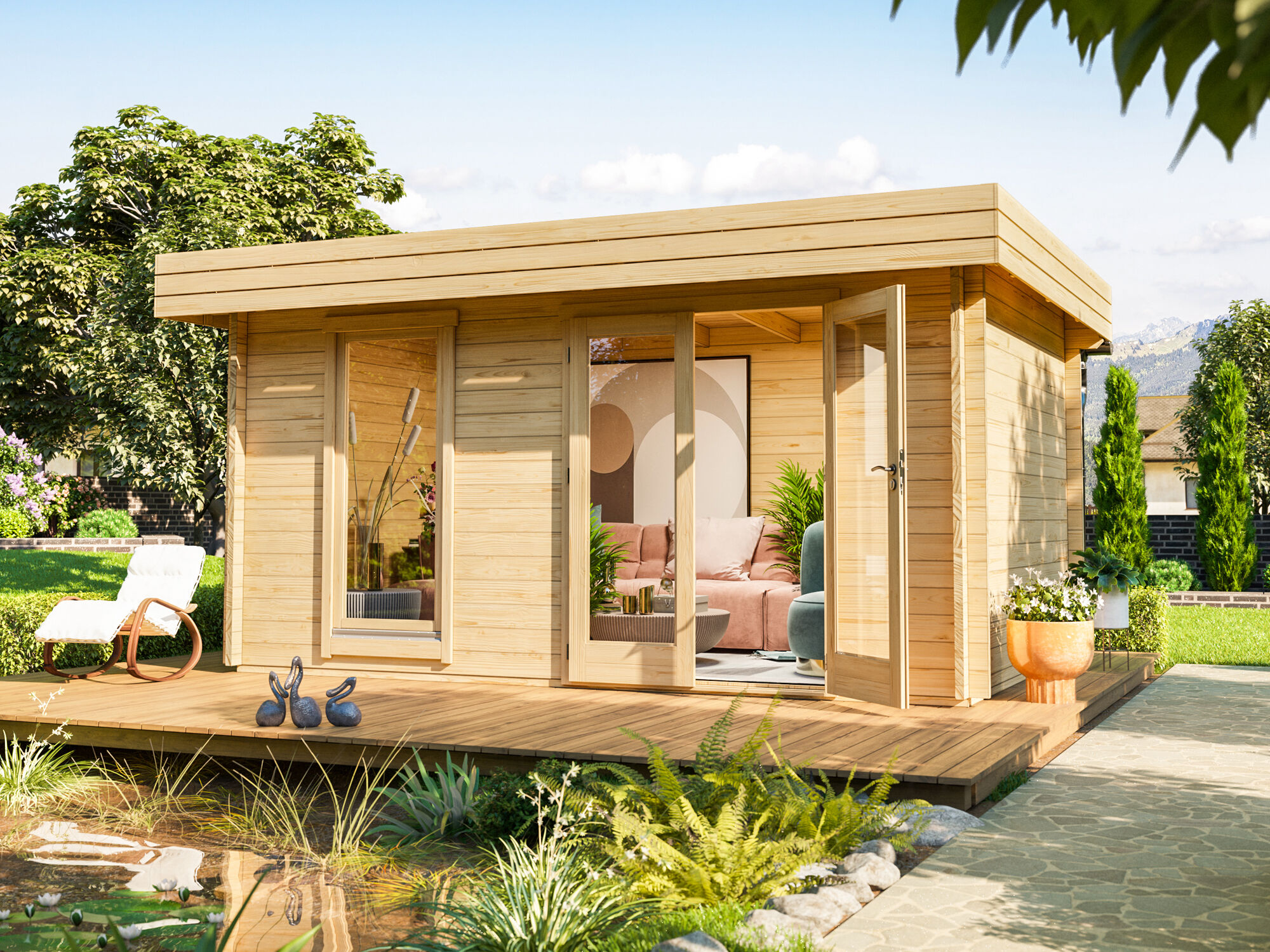 26% Rabatt ! Fjordholz Gartenhaus Modell Miriam 44 A Modern