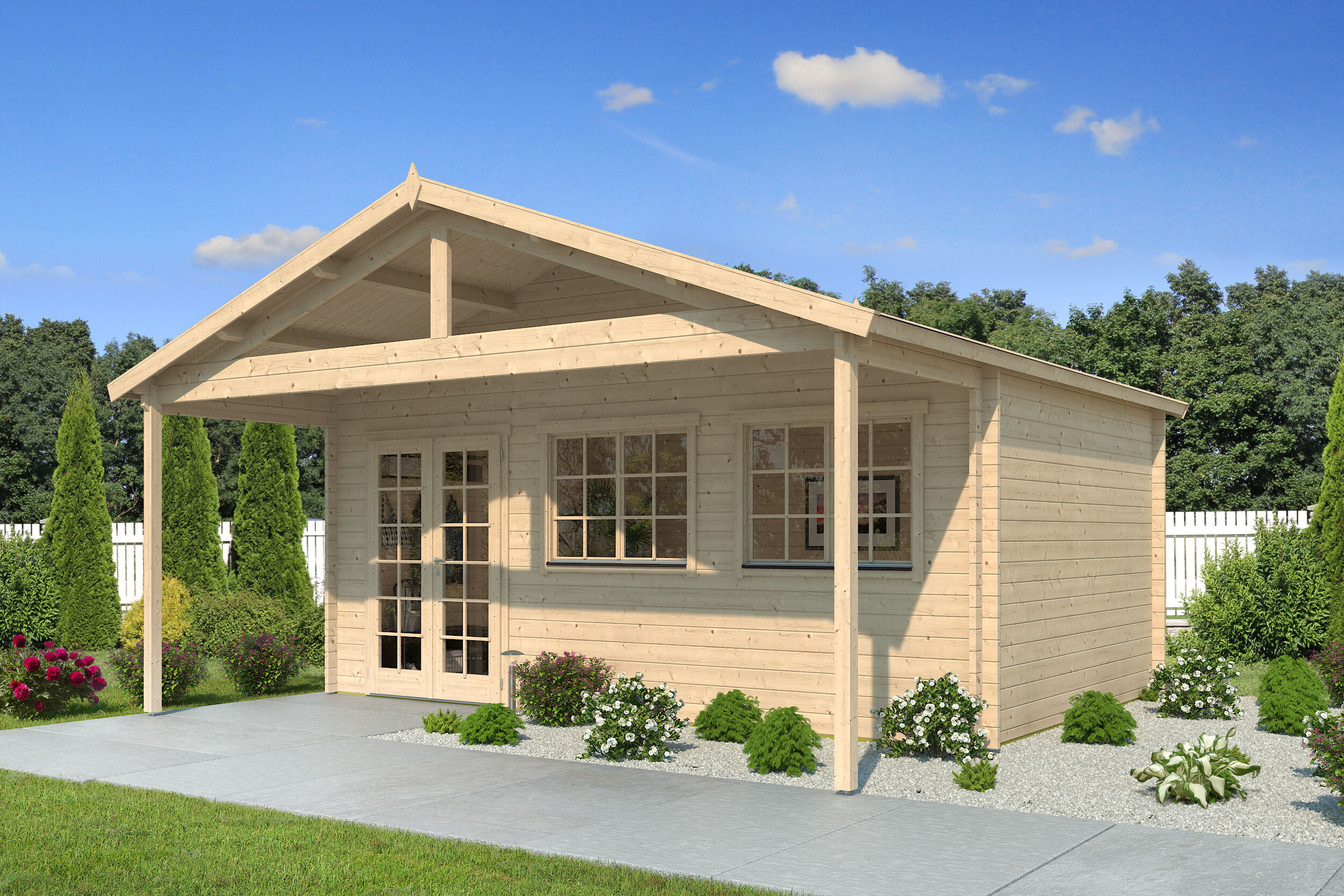 26% Rabatt ! Fjordholz Gartenhaus Modell Rolf 44 B mit Vordach