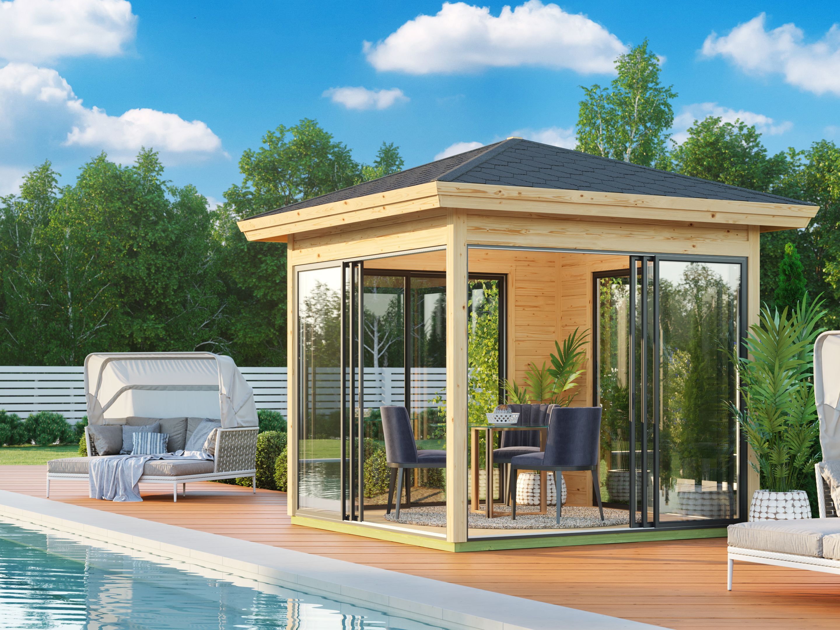 26% Rabatt ! Fjordholz Glaspavillon Modell Alu 44 D