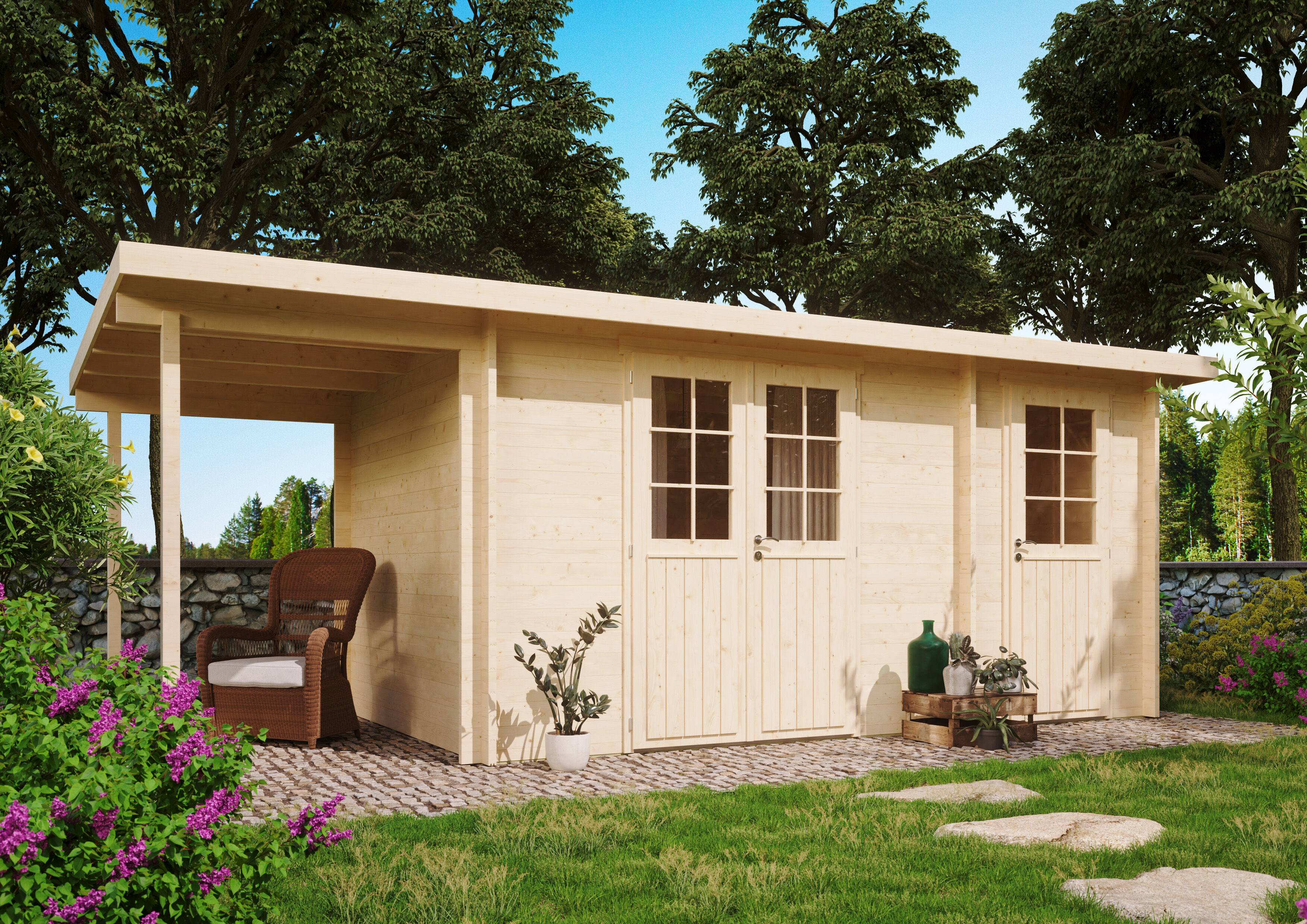 26% Rabatt ! Fjordholz Gartenhaus Modell Carin 44 B +SD