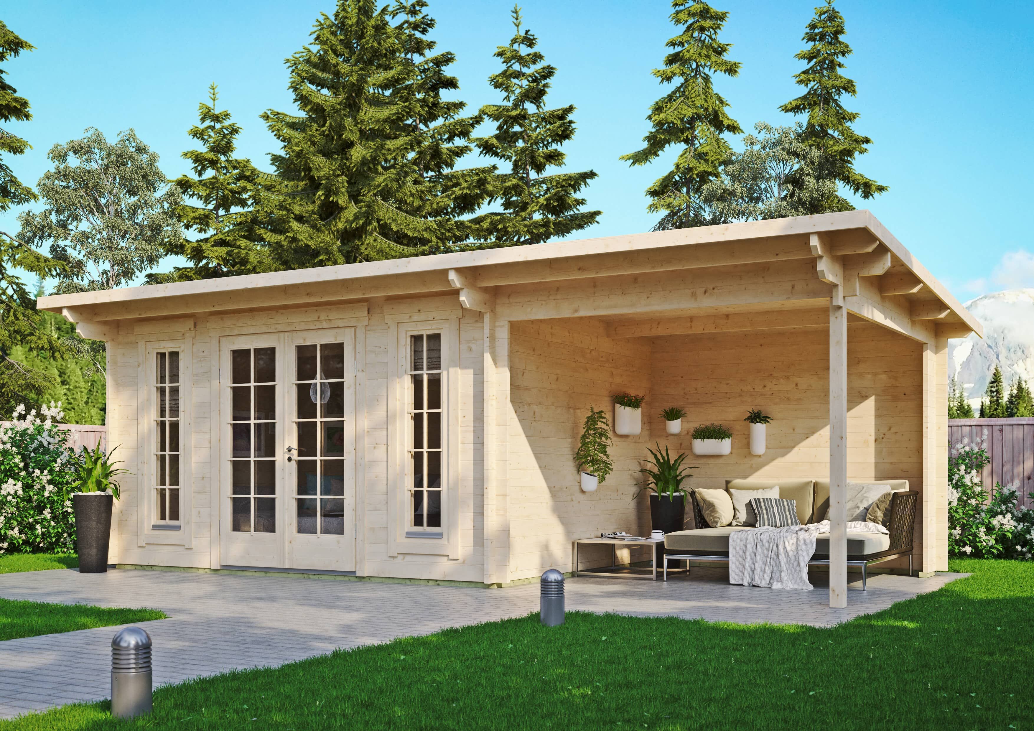 26% Rabatt ! Fjordholz Gartenhaus Modell Jacob 44 B mit Seitend