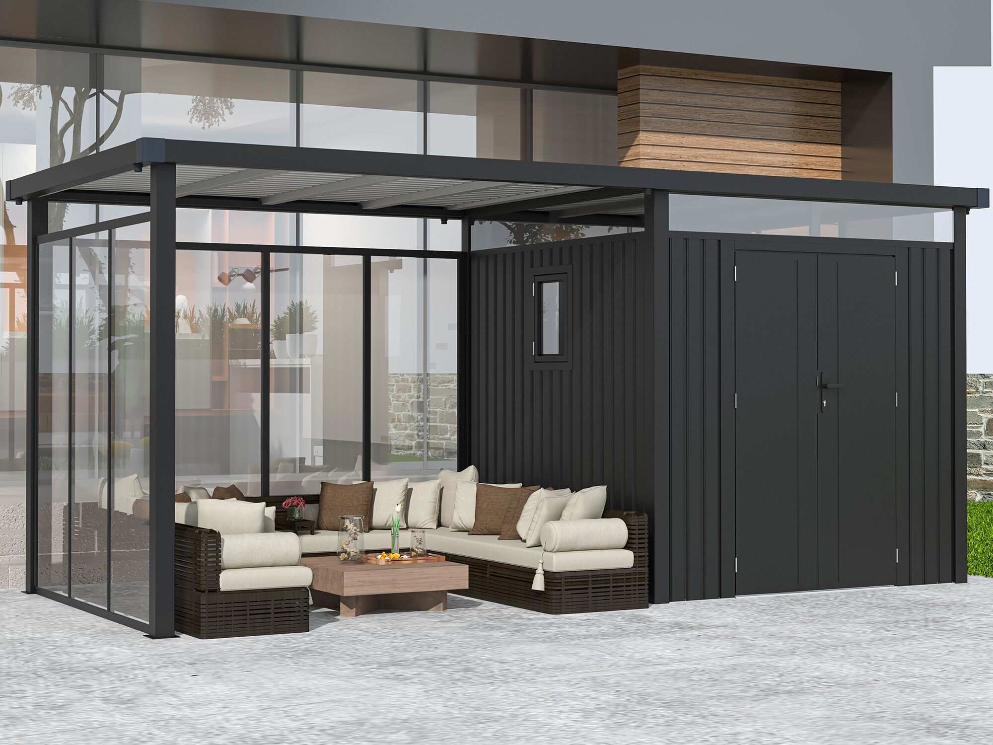 34% Rabatt ! Metall Gerätehaus Modell Style 4,45 m² Spar-Set 5