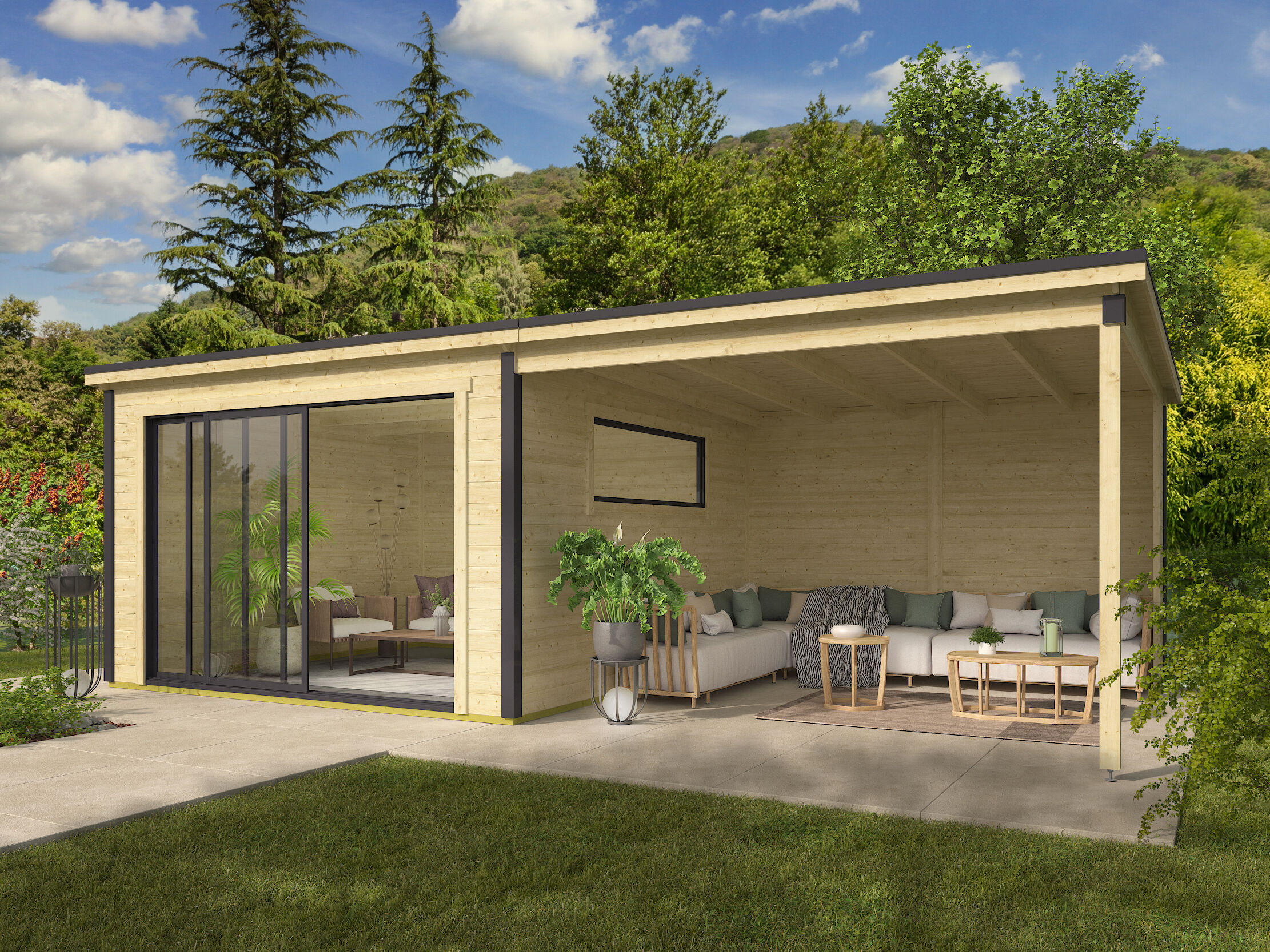 26% Rabatt ! Fjordholz Gartenhaus Modell Poel-2-mit-Anbau