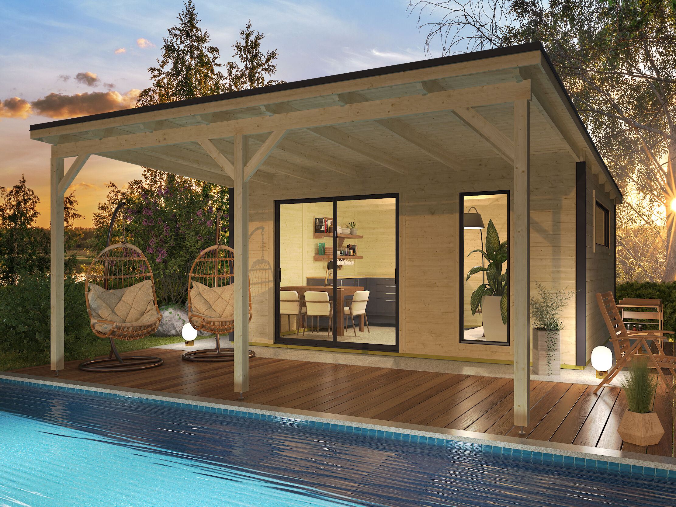 26% Rabatt ! Fjordholz Gartenhaus Modell Juist-4 mit Vordach