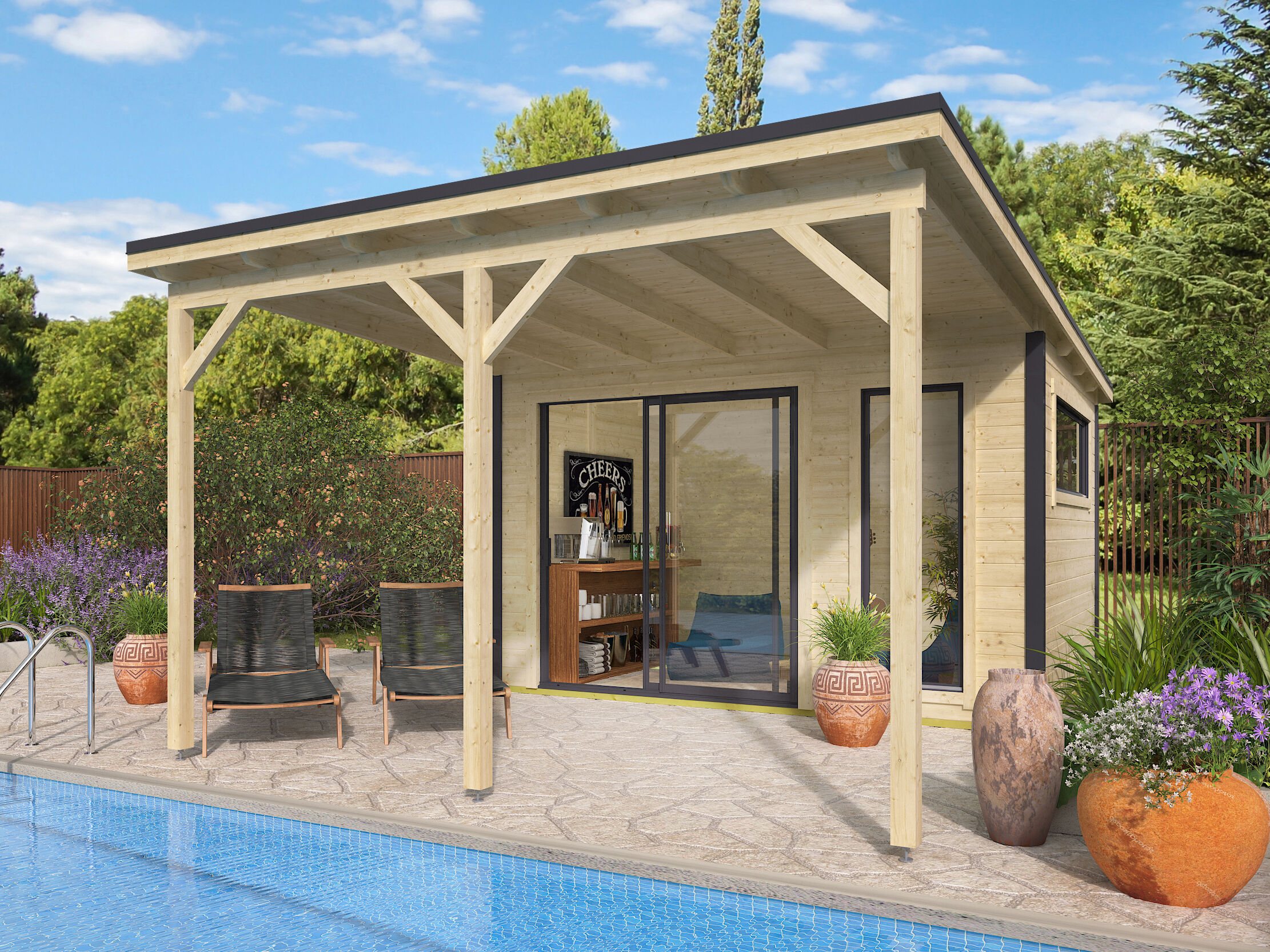 26% Rabatt ! Fjordholz Gartenhaus Modell Juist-1 mit Vordach