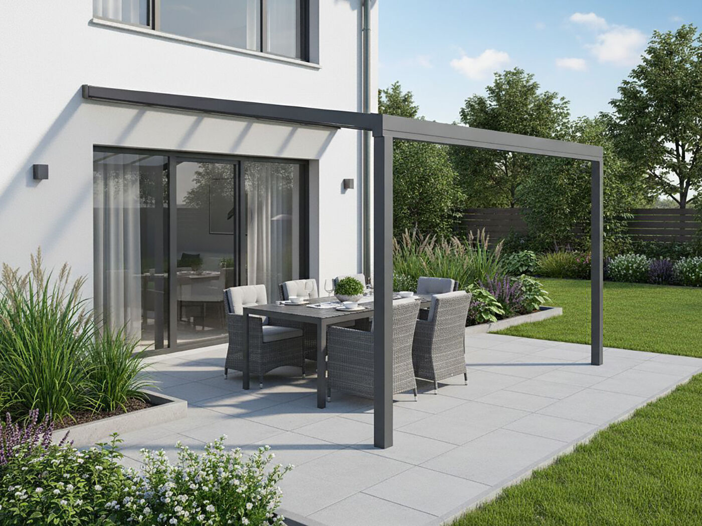 26% Rabatt ! Alu Terrassenüberdachung Modell PolyLine 305 x 300