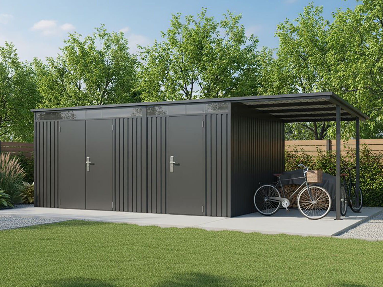 20% Rabatt ! 2-Raum Metall Gerätehaus Skylight Duo Plus 18,10 m