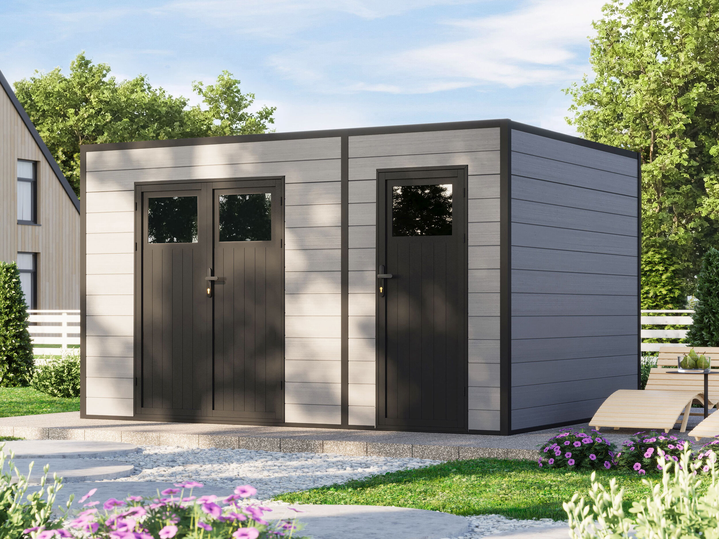 26% Rabatt ! WPC Gartenhaus Modell Cubus 2-Raum 10,98 m²