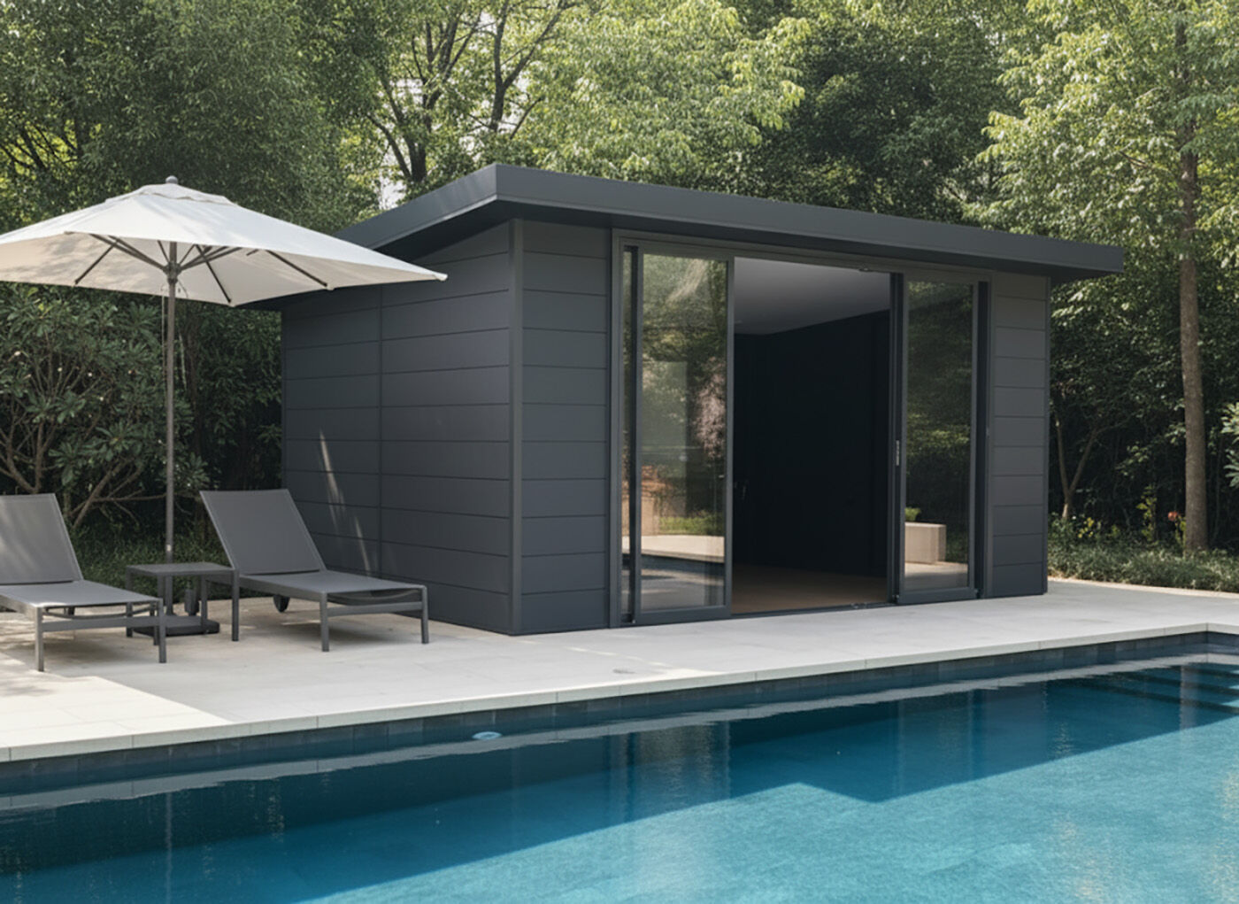 26% Rabatt ! WPC Gartenhaus Modell Poolhouse 17,80 m²