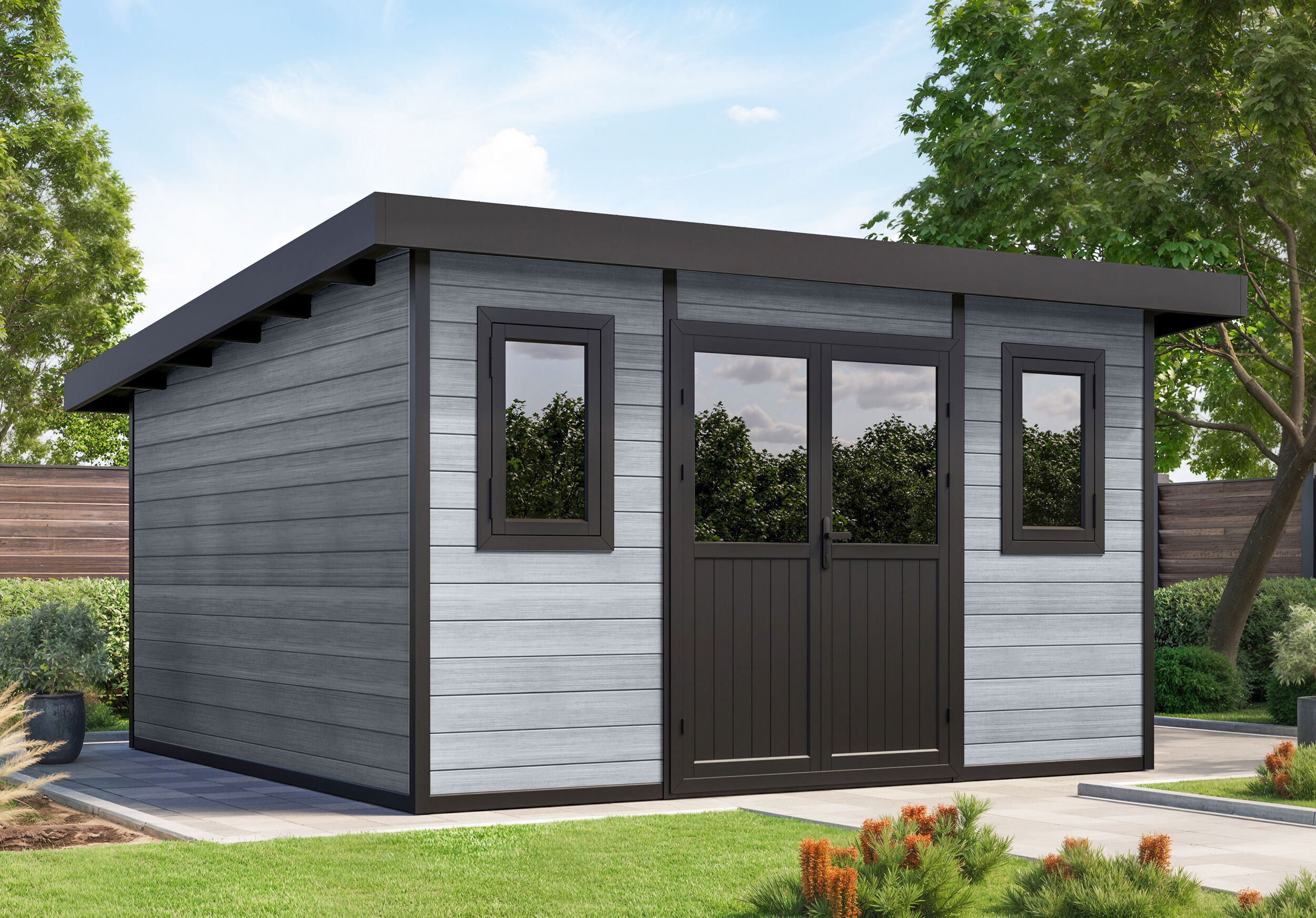 27% Rabatt ! WPC Gartenhaus Modell Duo Color 15 m²