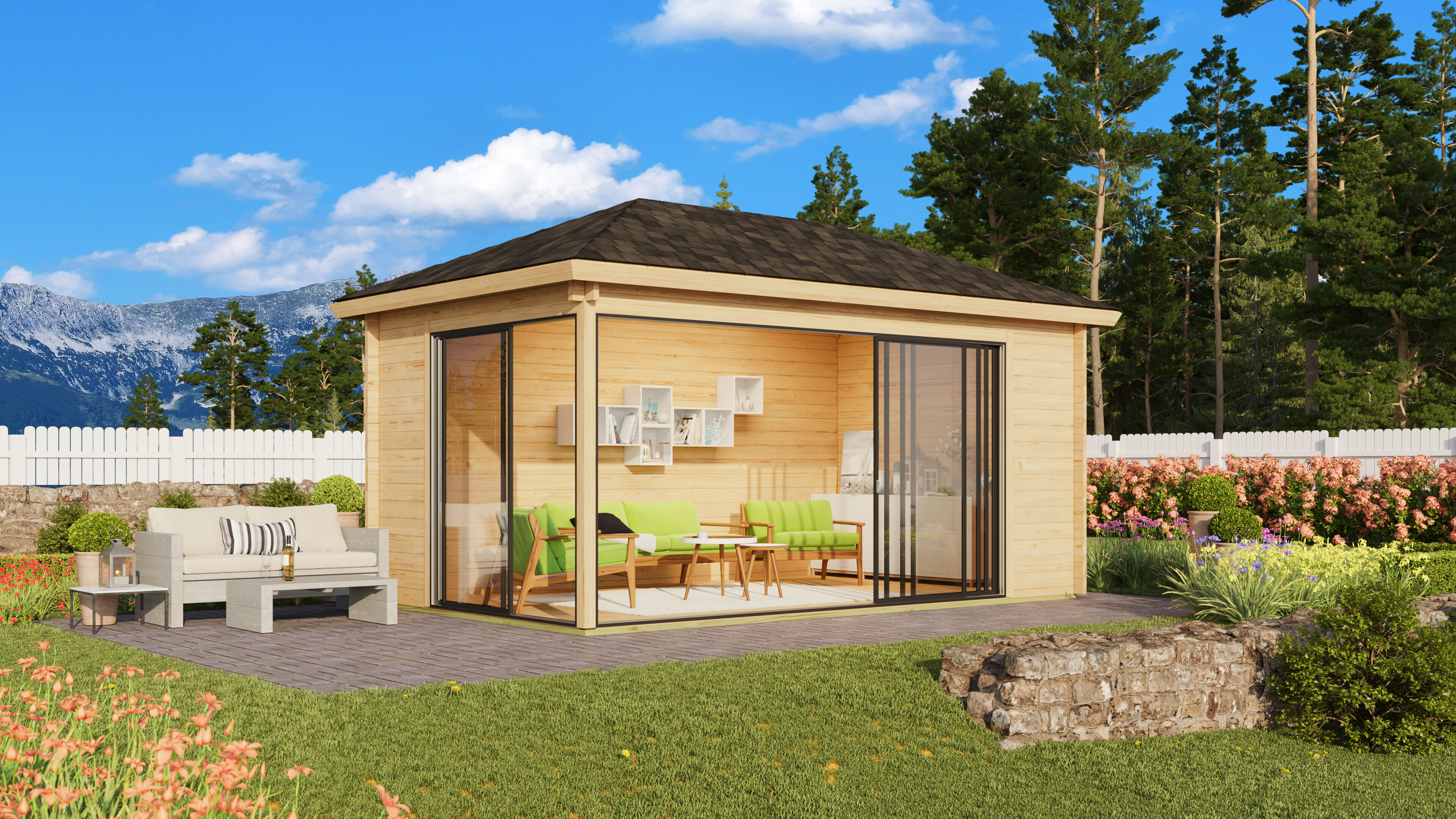 26% Rabatt ! Fjordholz Gartenpavillon Modell Alu 44 C