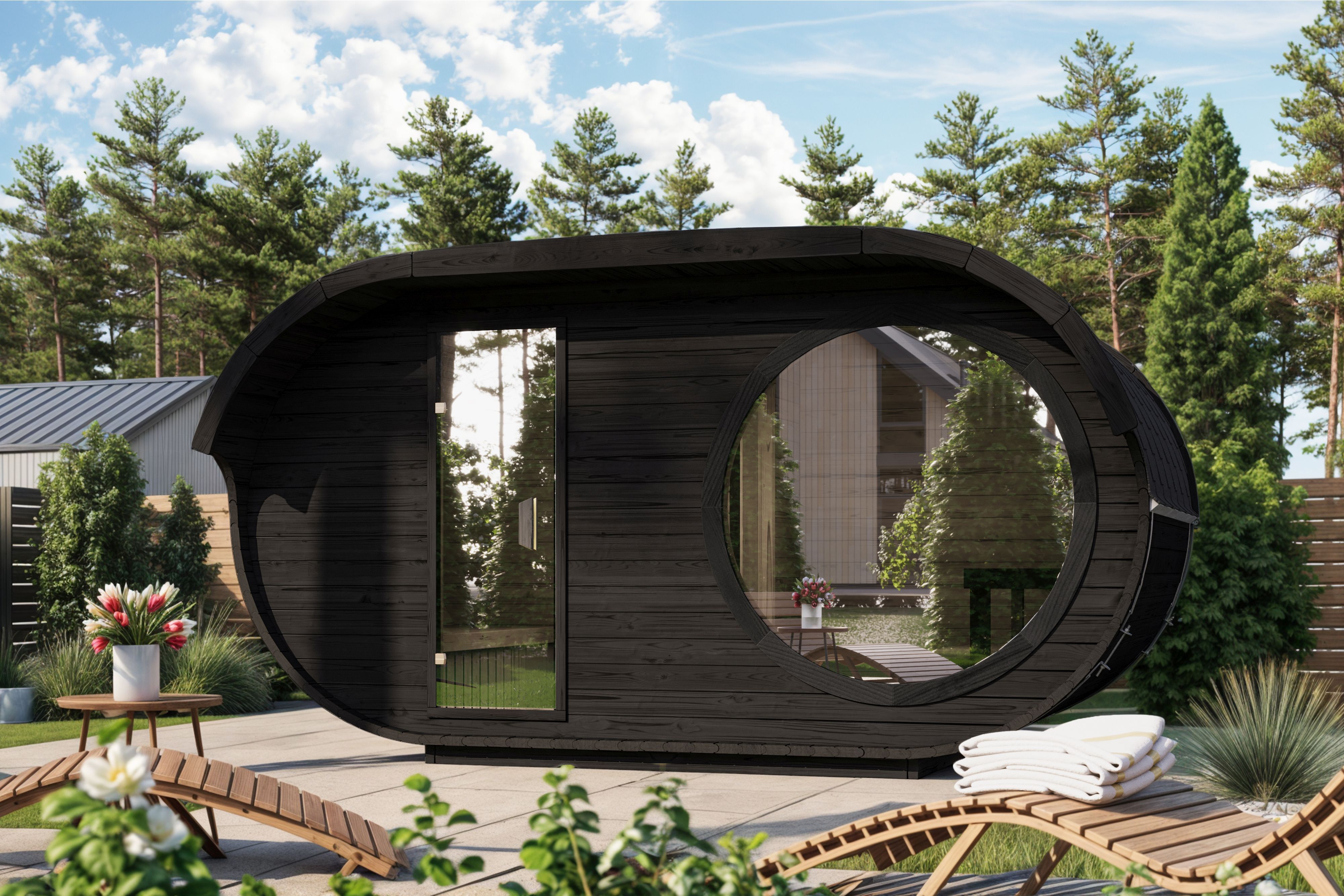 26% Rabatt ! Fjordholz Ovales Saunafass Modell Raiki Black Edit
