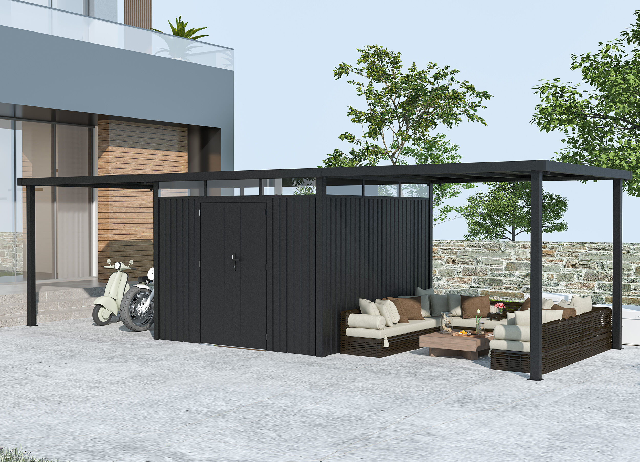 38% Rabatt ! Metall Gerätehaus Modell Style 7,56 m² Spar-Set-3