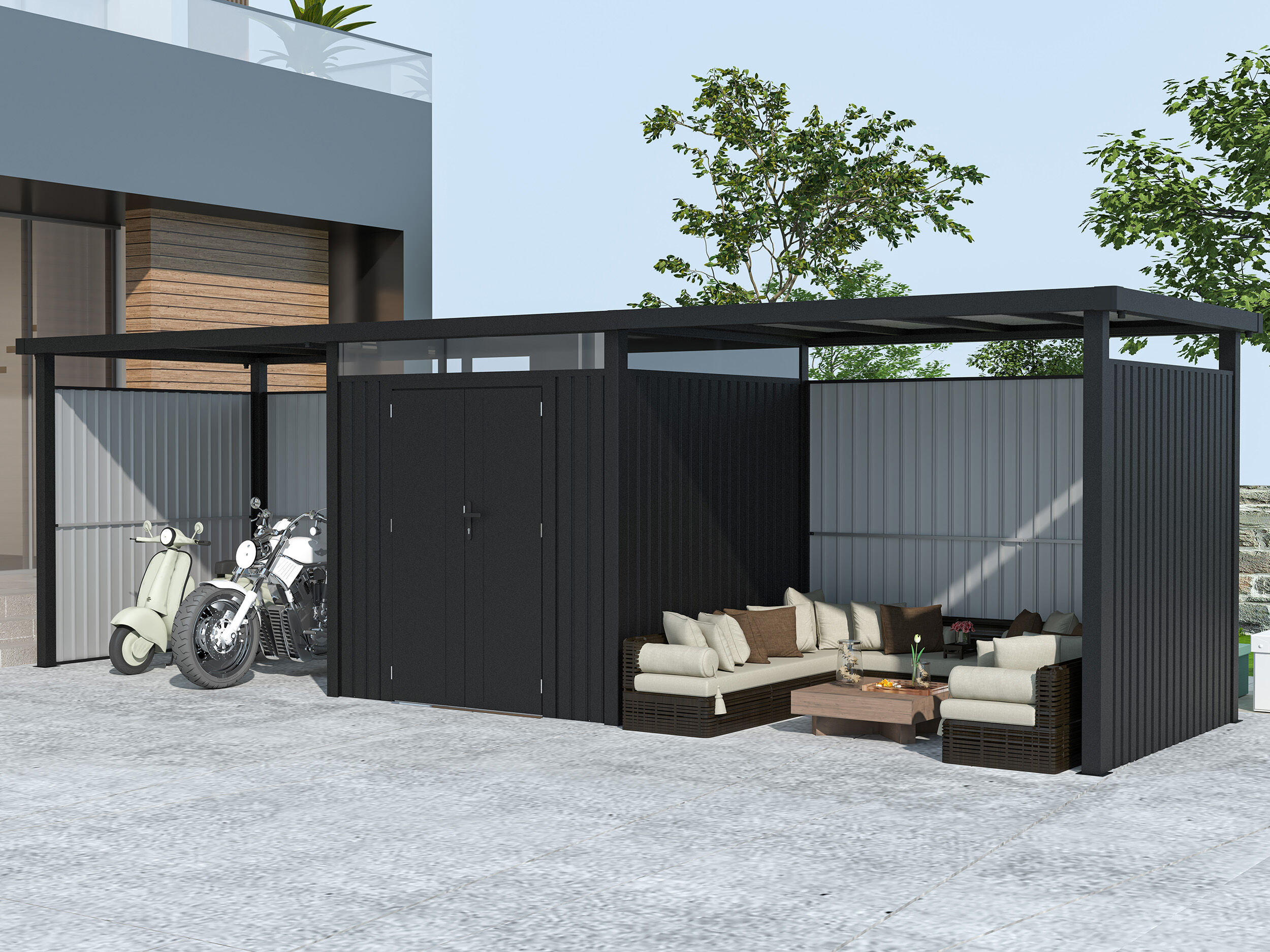 33% Rabatt ! Metall Gerätehaus Modell Style 4,45 m² Spar-Set 4