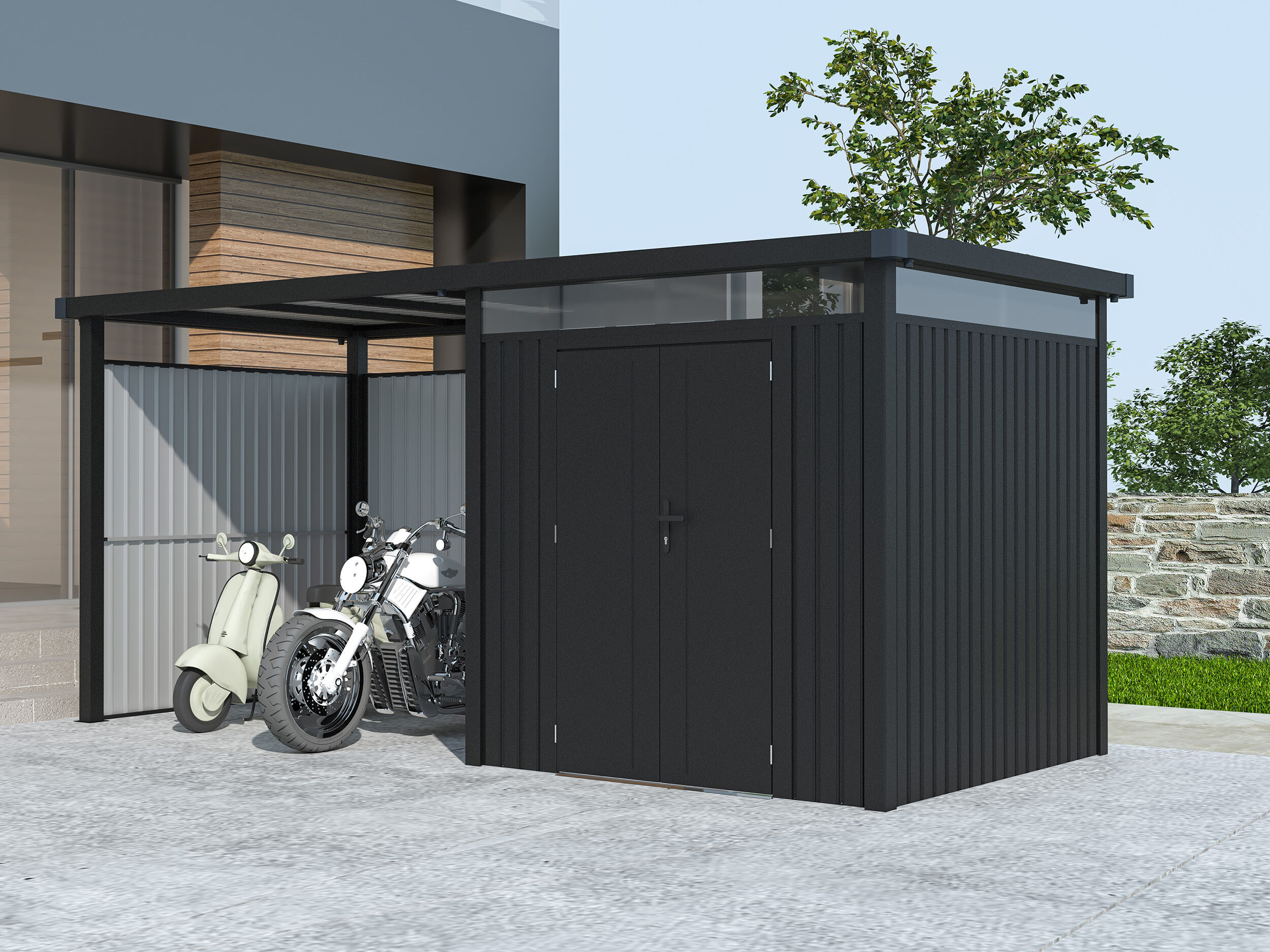 32% Rabatt ! Metall Gerätehaus Modell Style 4,45 m² Spar-Set 2