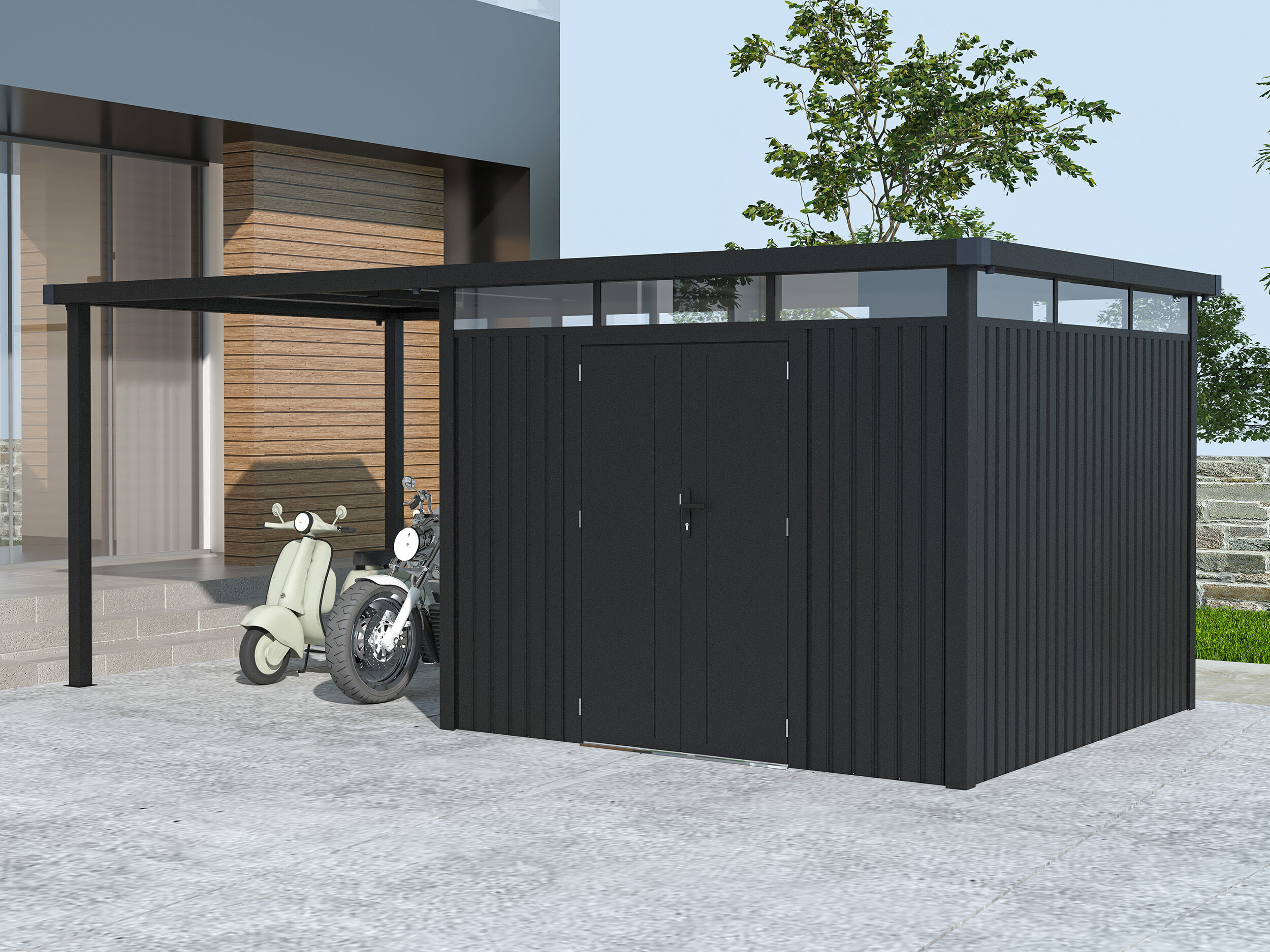 38% Rabatt ! Metall Gerätehaus Modell Style 7,56 m² Spar-Set-1