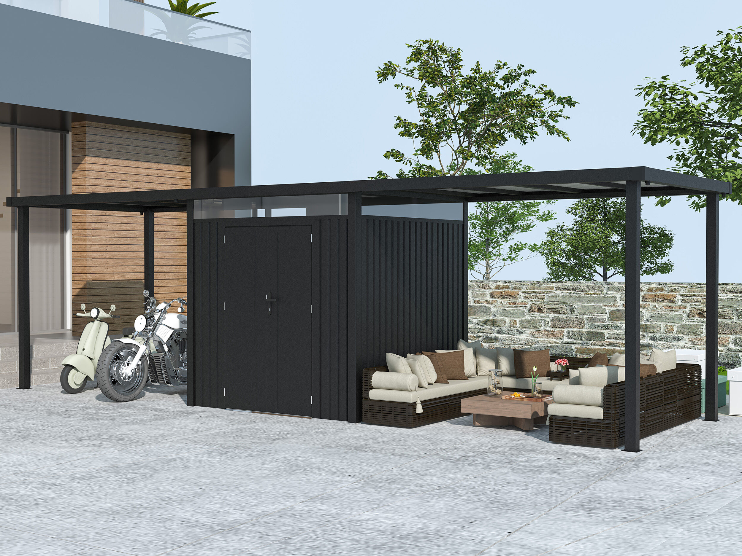 37% Rabatt ! Metall Gerätehaus Modell Style 4,45 m² Spar-Set 3