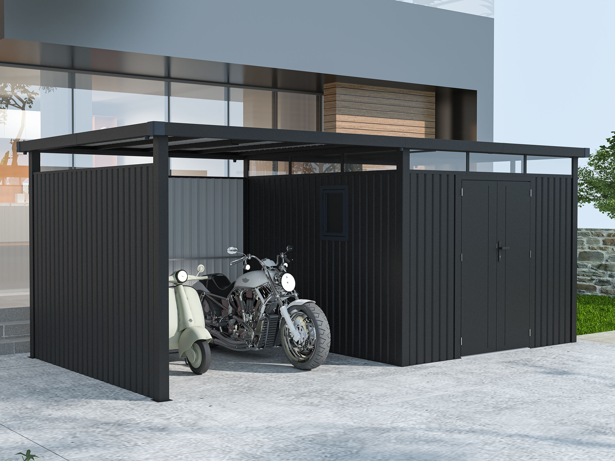 37% Rabatt ! Metall Gerätehaus Modell Style 7,56 m² Spar-Set-2