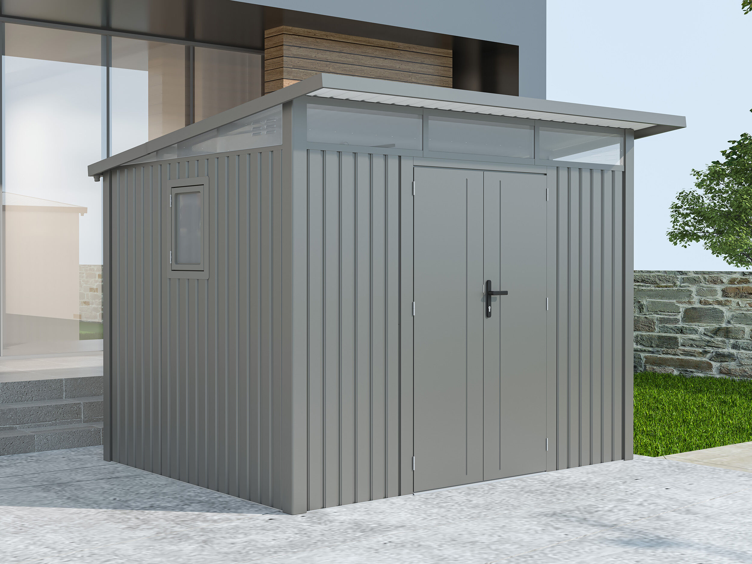 35% Rabatt ! Metall Gerätehaus Modell Skylight 5,80 m² Alu Grau