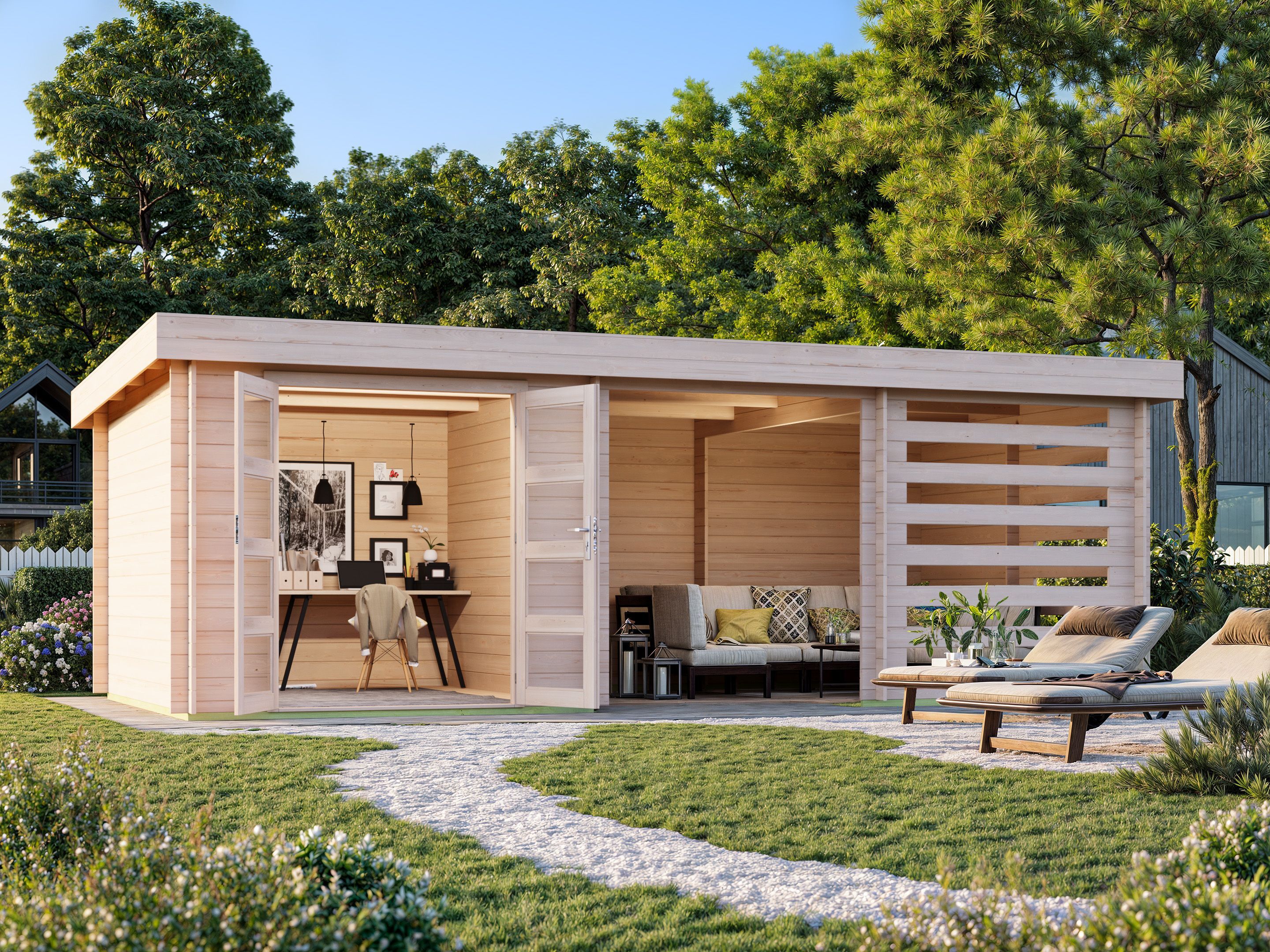 26% Rabatt ! Fjordholz Flachdach Gartenhaus Modell Samim 28