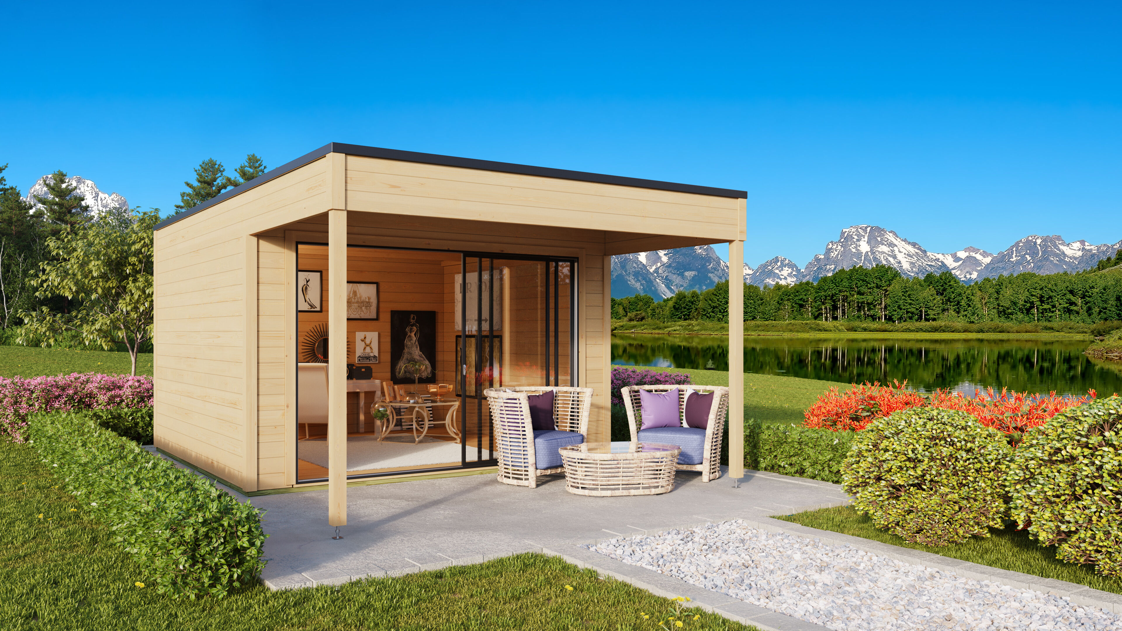 26% Rabatt ! Fjordholz Gartenhaus Modell Q-BIC Alu 70 A + VD