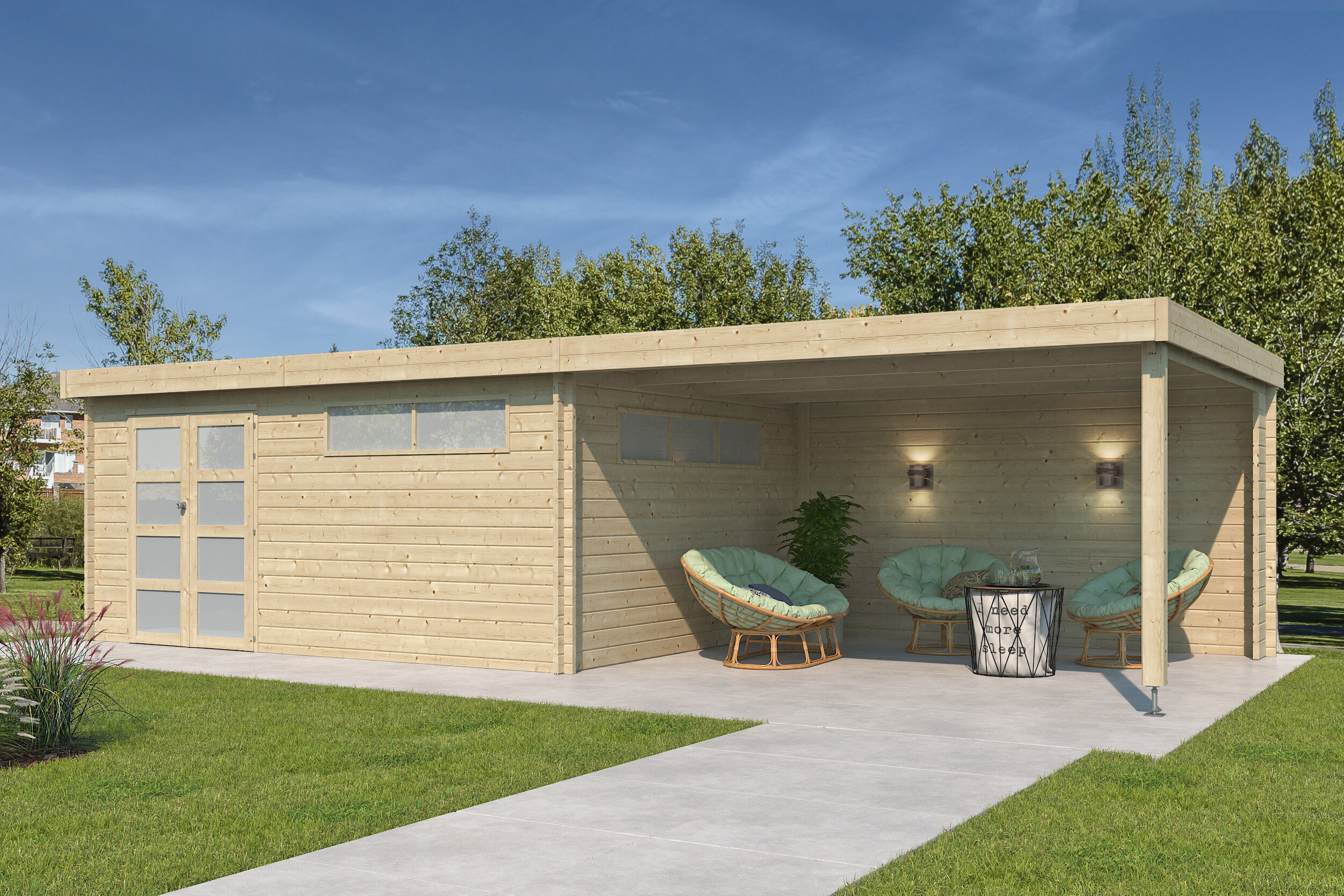 26% Rabatt ! Flachdach Gartenhaus Modell Nelo 44 E mit 400 cm A