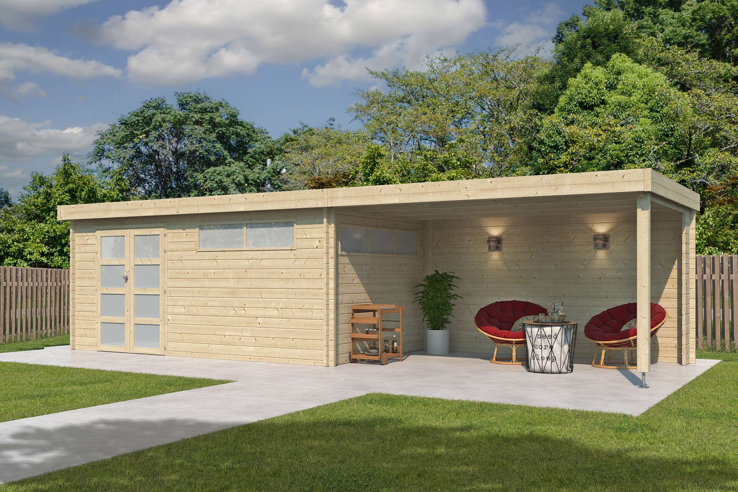 26% Rabatt ! Flachdach Gartenhaus Modell Nelo 44 D mit 400 cm A