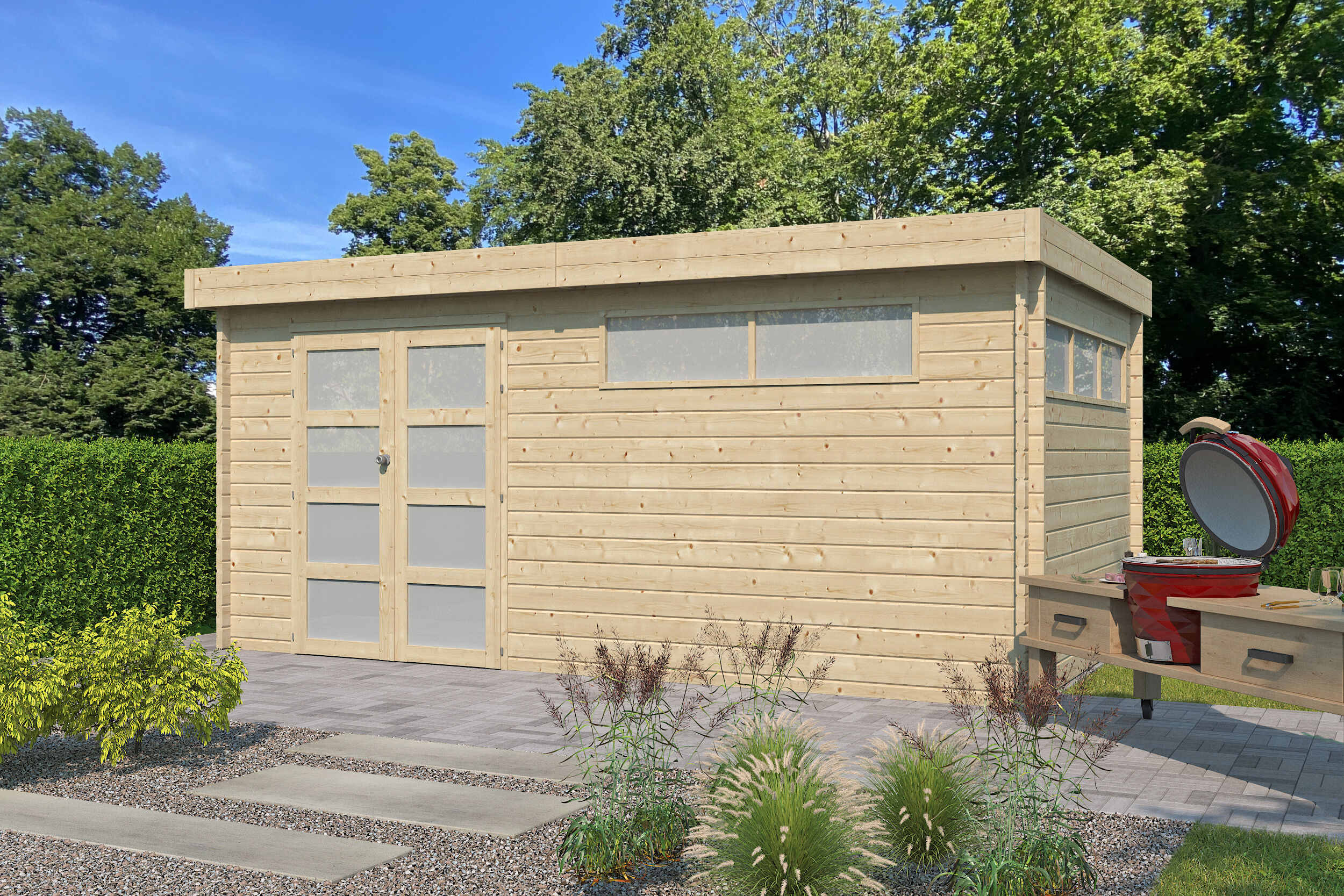 26% Rabatt ! Flachdach Gartenhaus Modell Nelo 44 D