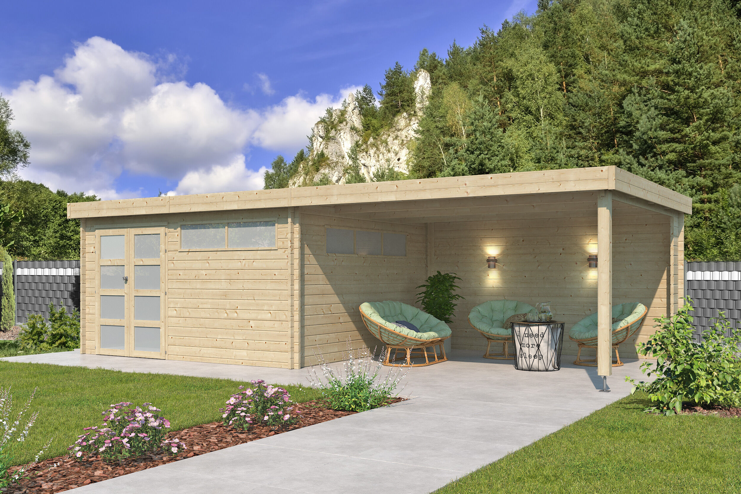 26% Rabatt ! Flachdach Gartenhaus Modell Nelo 44 C mit 400 cm A