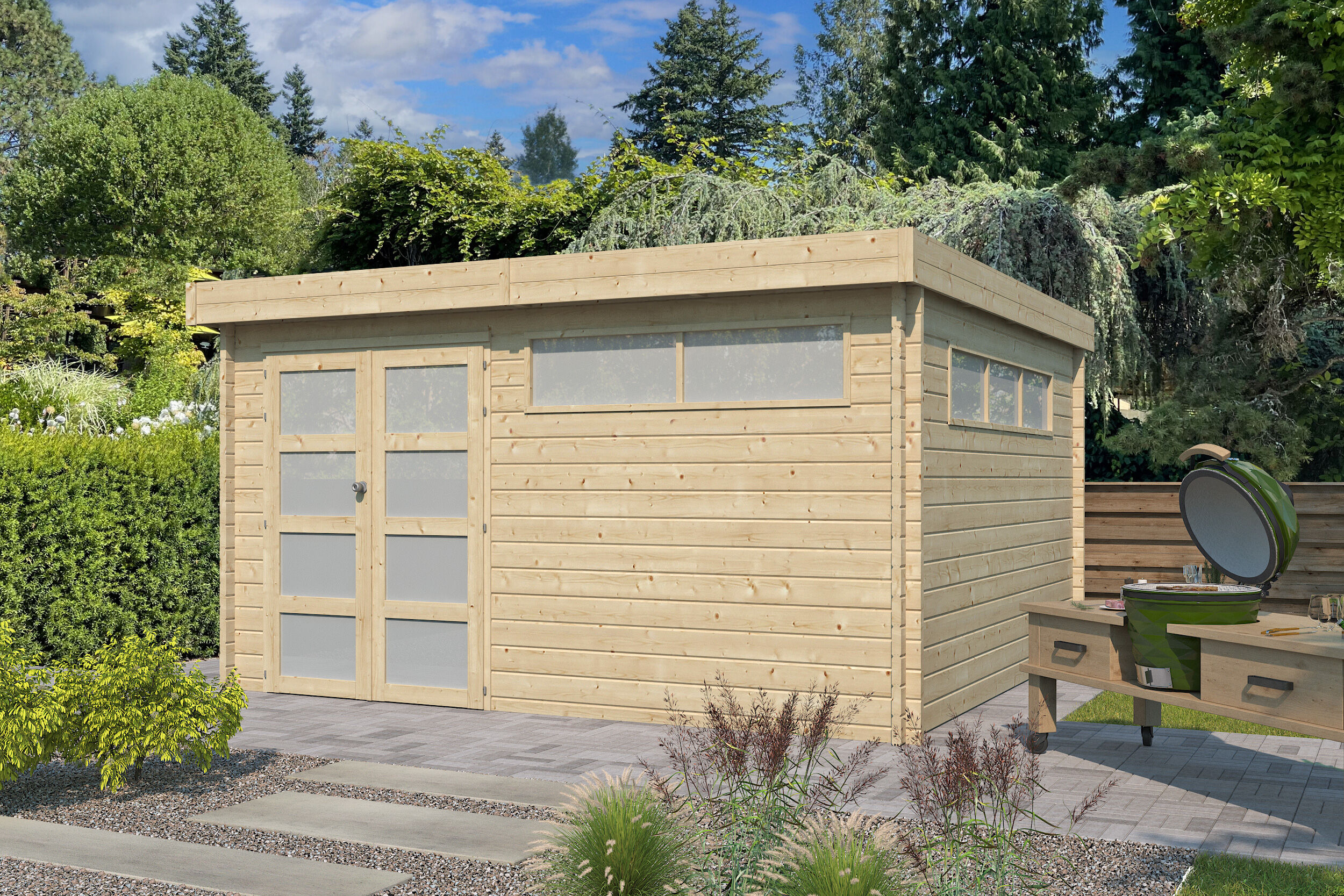 26% Rabatt ! Flachdach Gartenhaus Modell Nelo 44 C