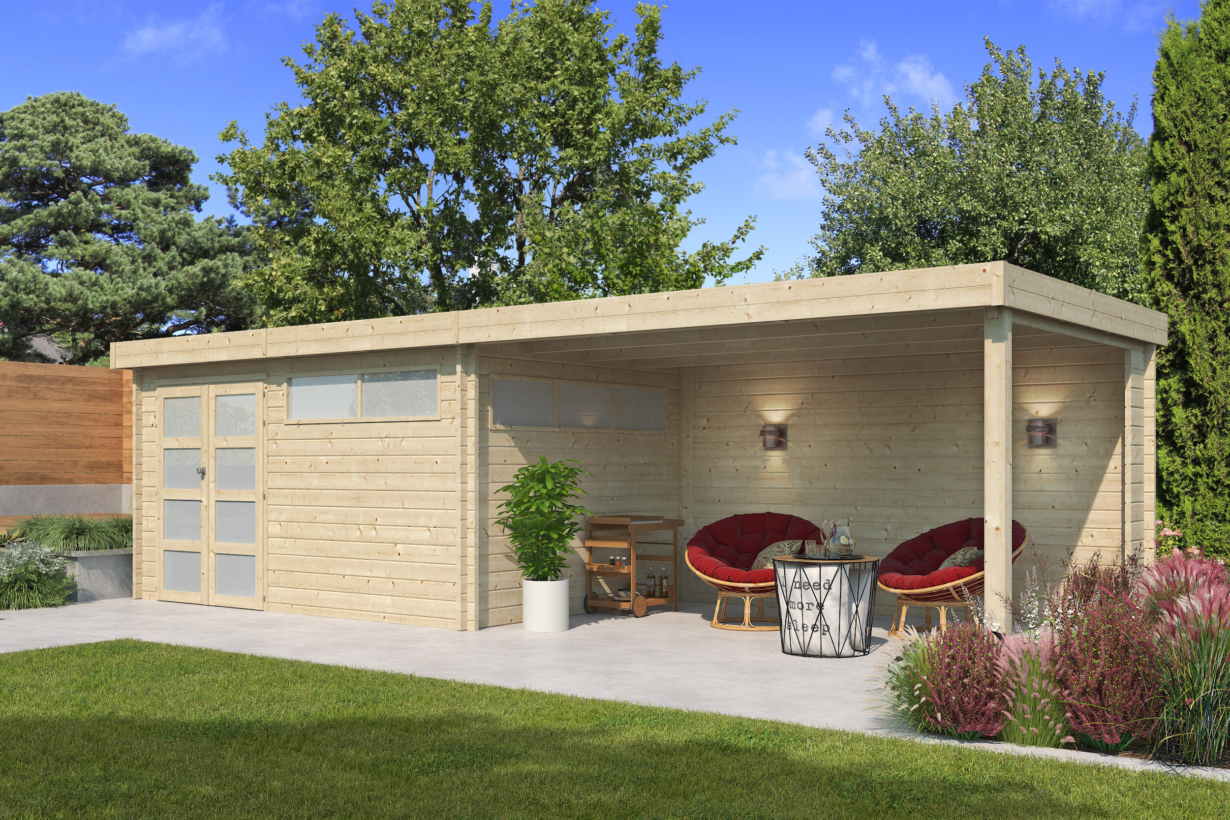 26% Rabatt ! Flachdach Gartenhaus Modell Nelo 44 B mit 400 cm A