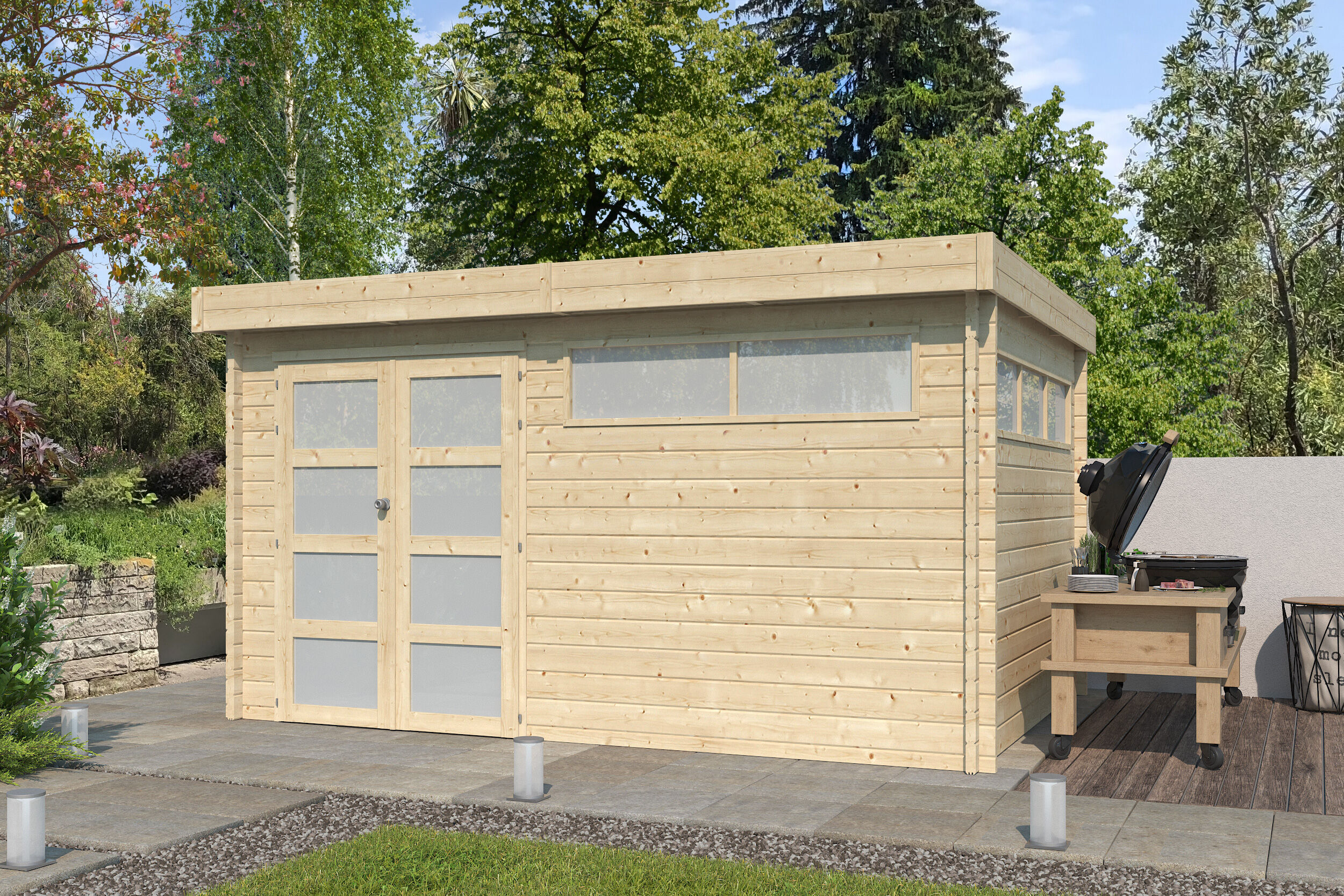 26% Rabatt ! Flachdach Gartenhaus Modell Nelo 44 B