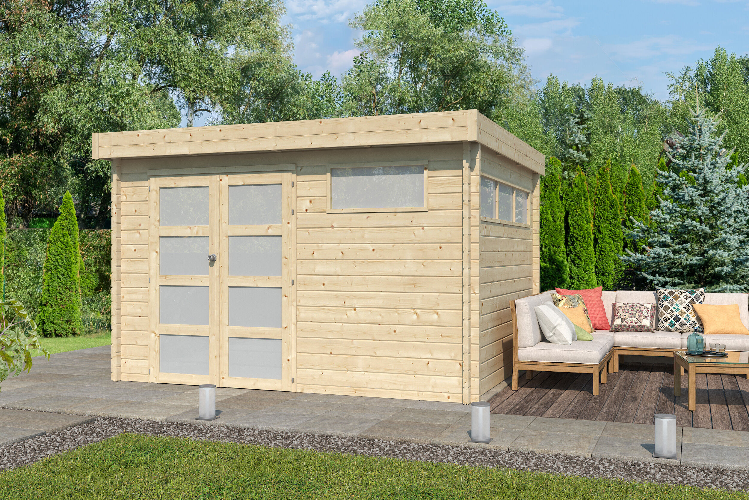 26% Rabatt ! Flachdach Gartenhaus Modell Nelo 44 A