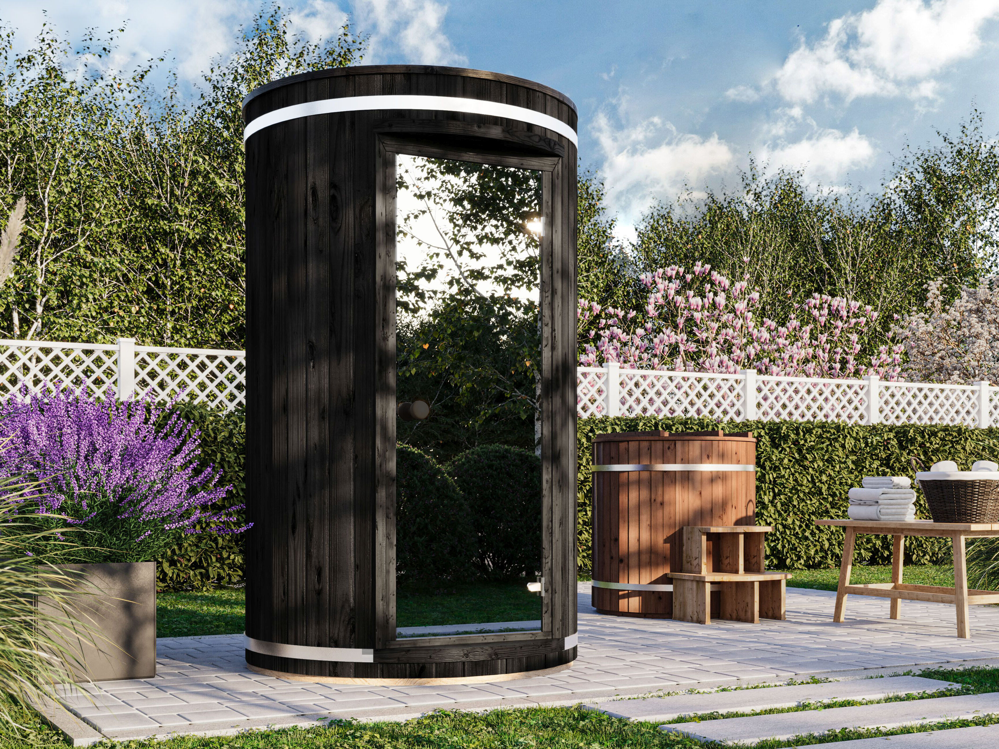 26% Rabatt ! Fjordholz Saunatonne  Modell Tom Black Edition