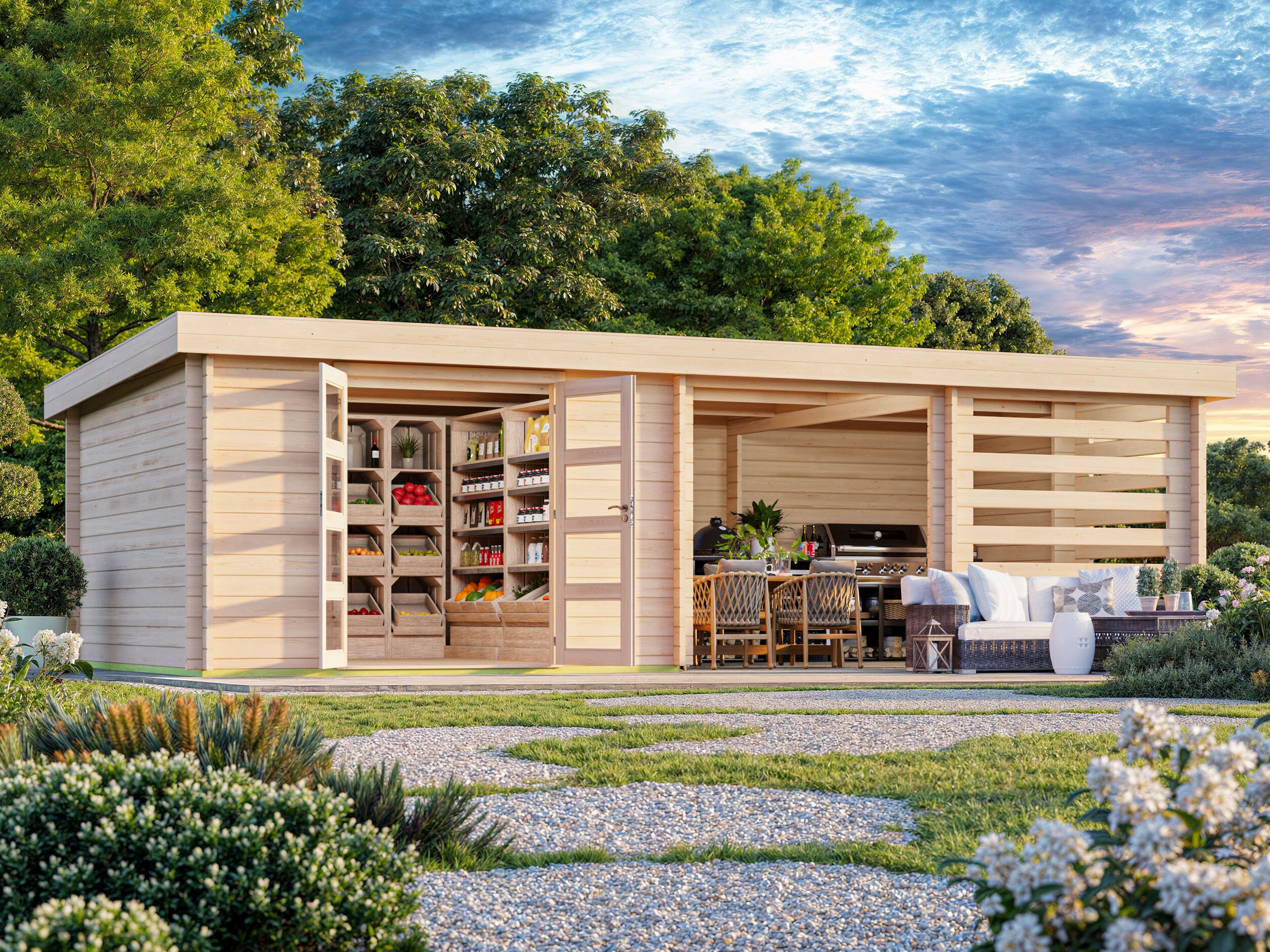 26% Rabatt ! Fjordholz Flachdach Gartenhaus Modell Samim 44