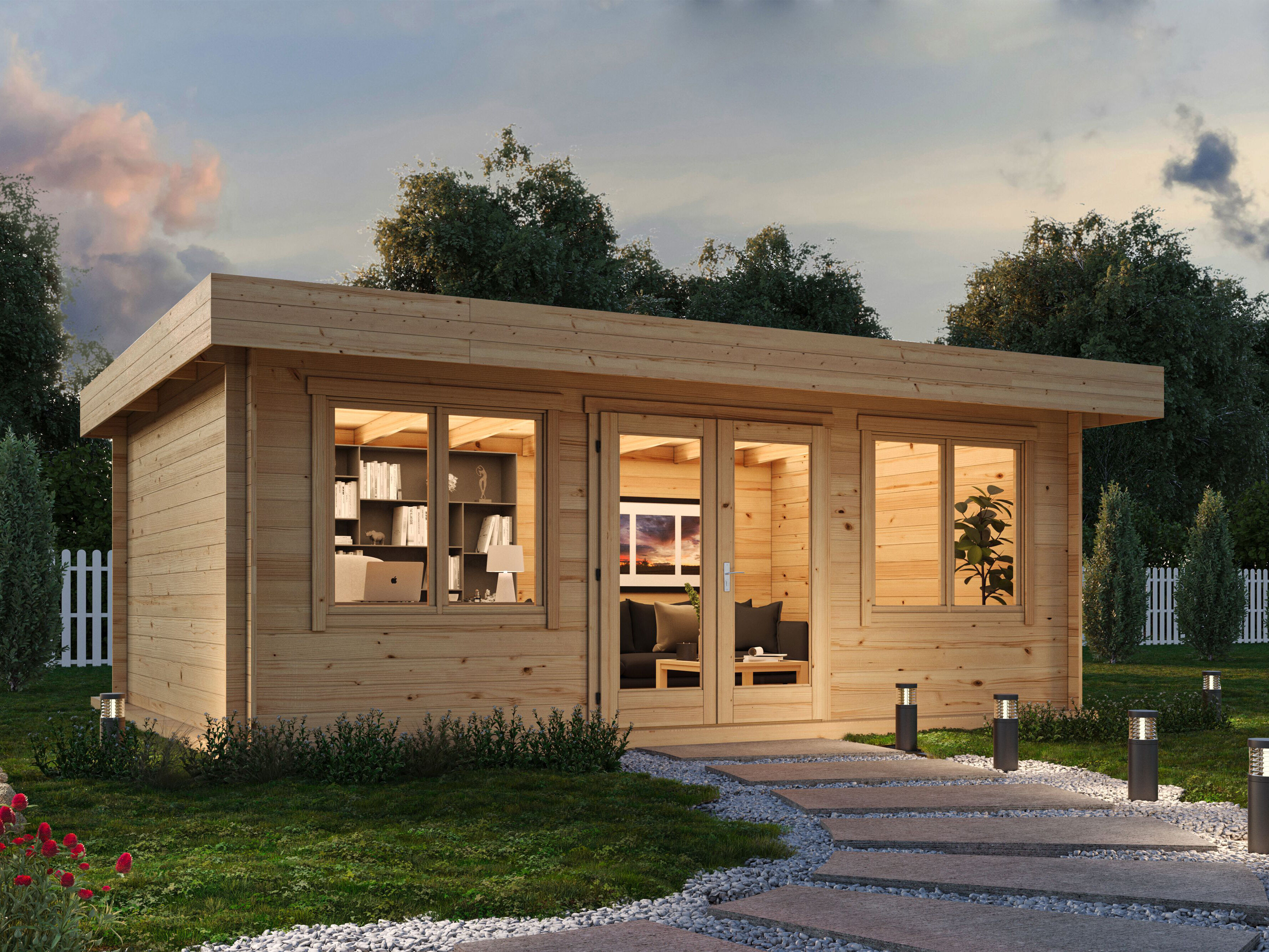 26% Rabatt ! Fjordholz Flachdach Gartenhaus Modell Lino 28