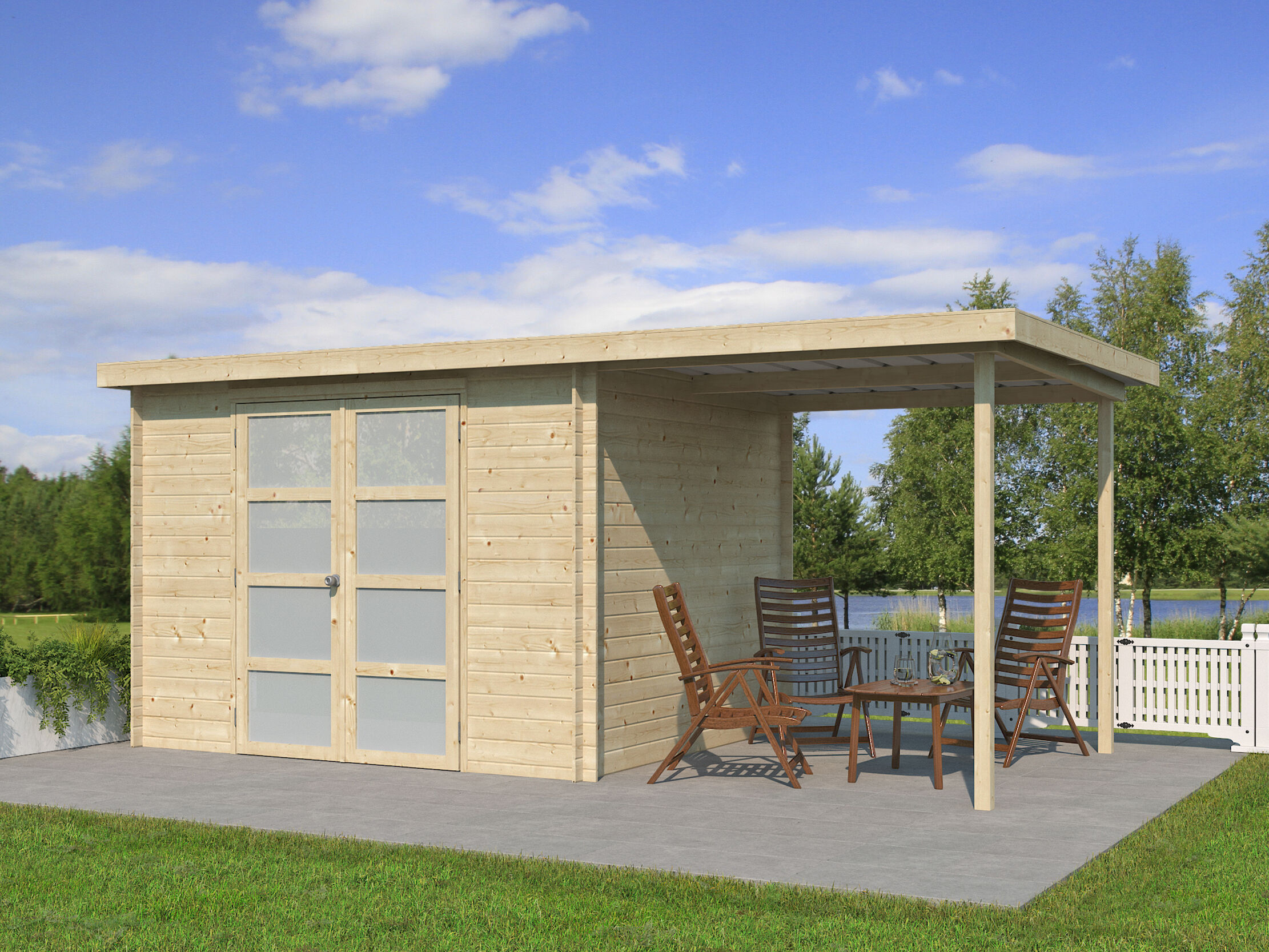 26% Rabatt ! Gerätehaus Modell Umea 7,38 m² + 200 cm Anbau