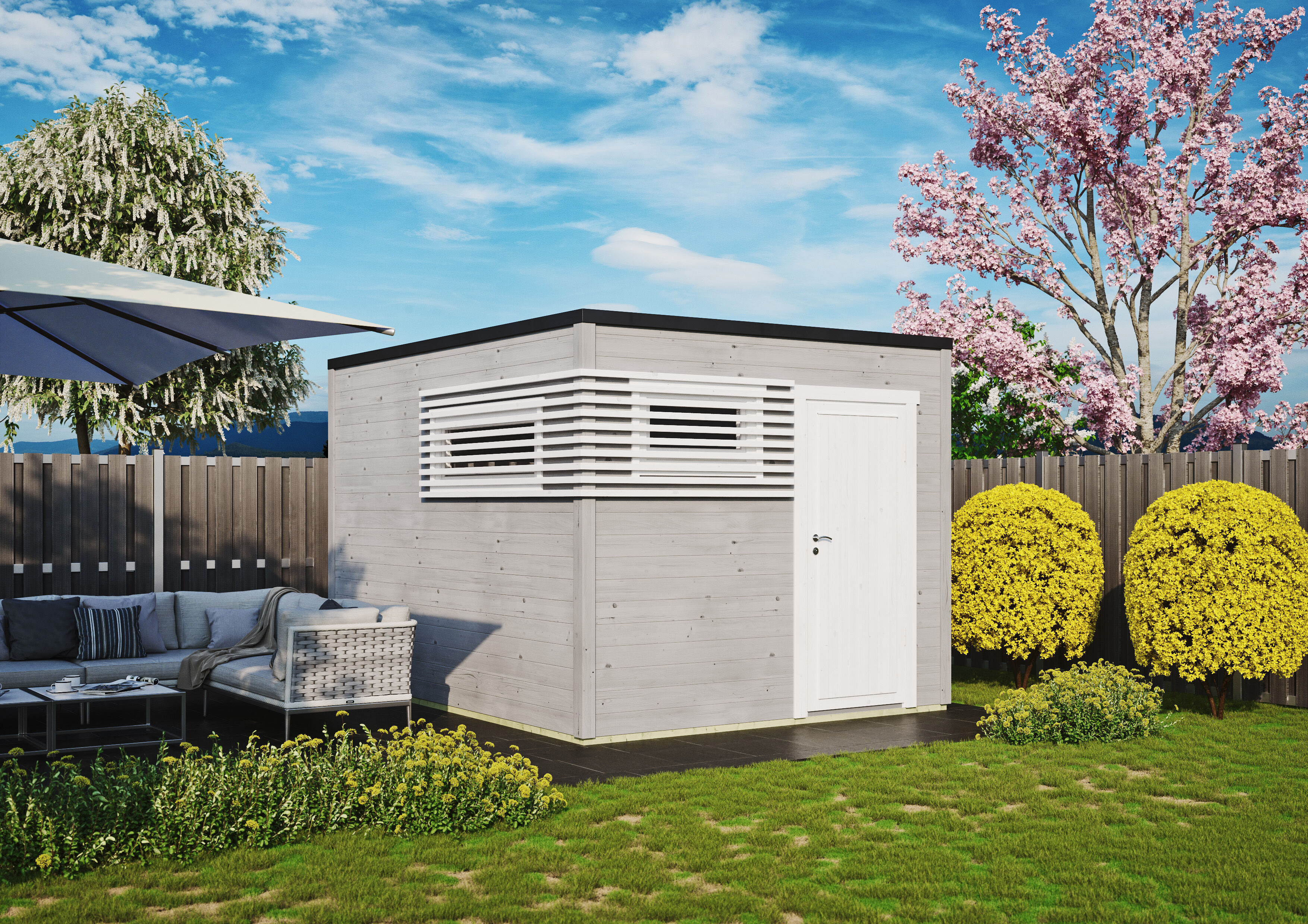 26% Rabatt ! Fjordholz Gartenhaus Modell Q-BIC Modern 44 B