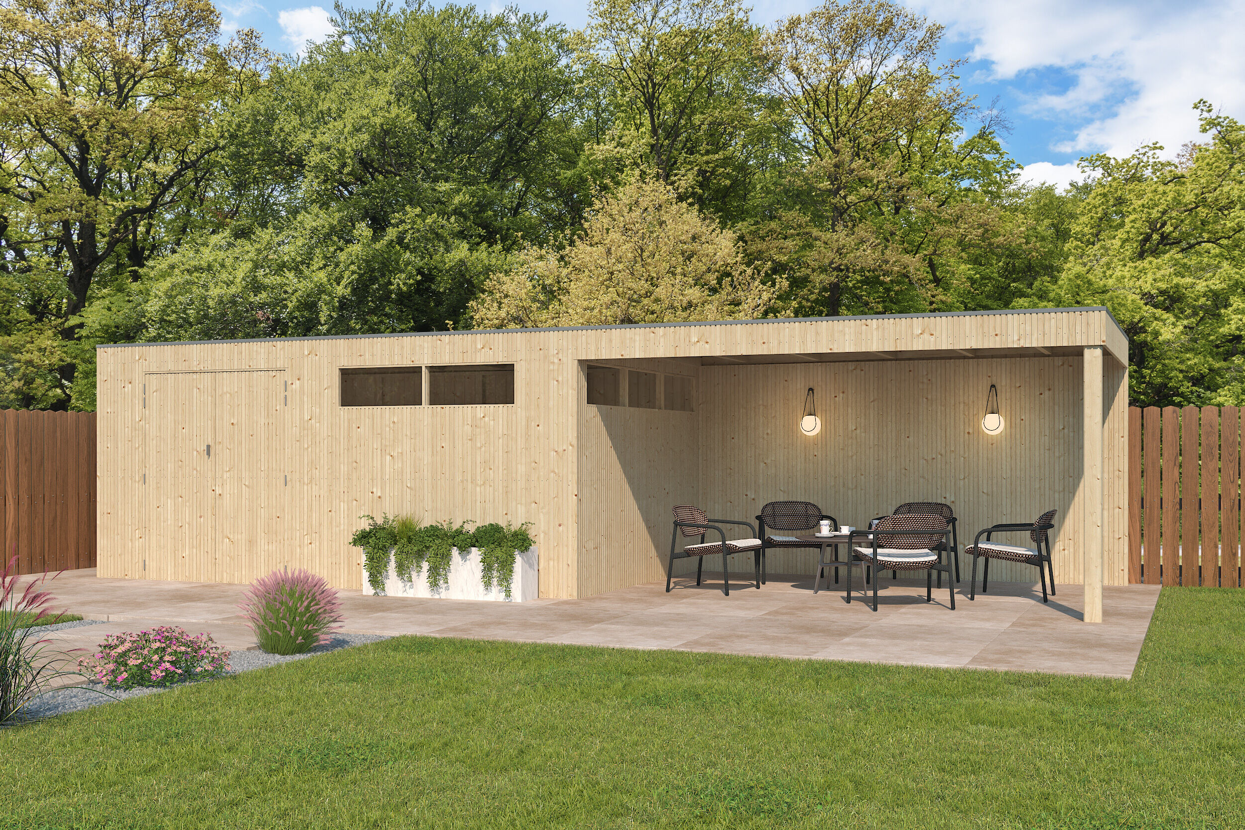 26% Rabatt ! Gartenhaus Modell QBV3-Line 14,90 m² + 400 cm Anba