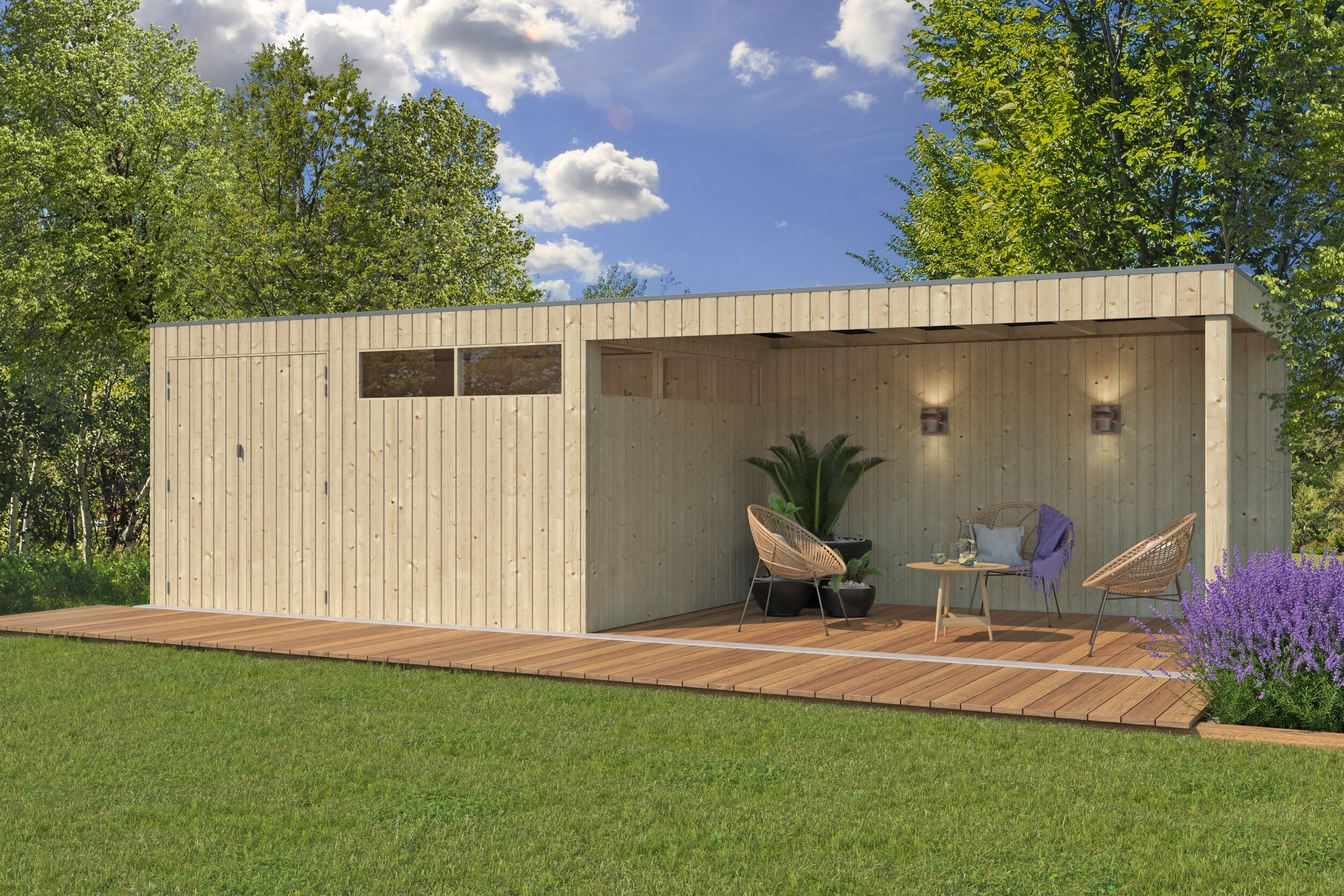 26% Rabatt ! Gartenhaus Modell QBV-Line 11,89 m² + 400 cm Anbau