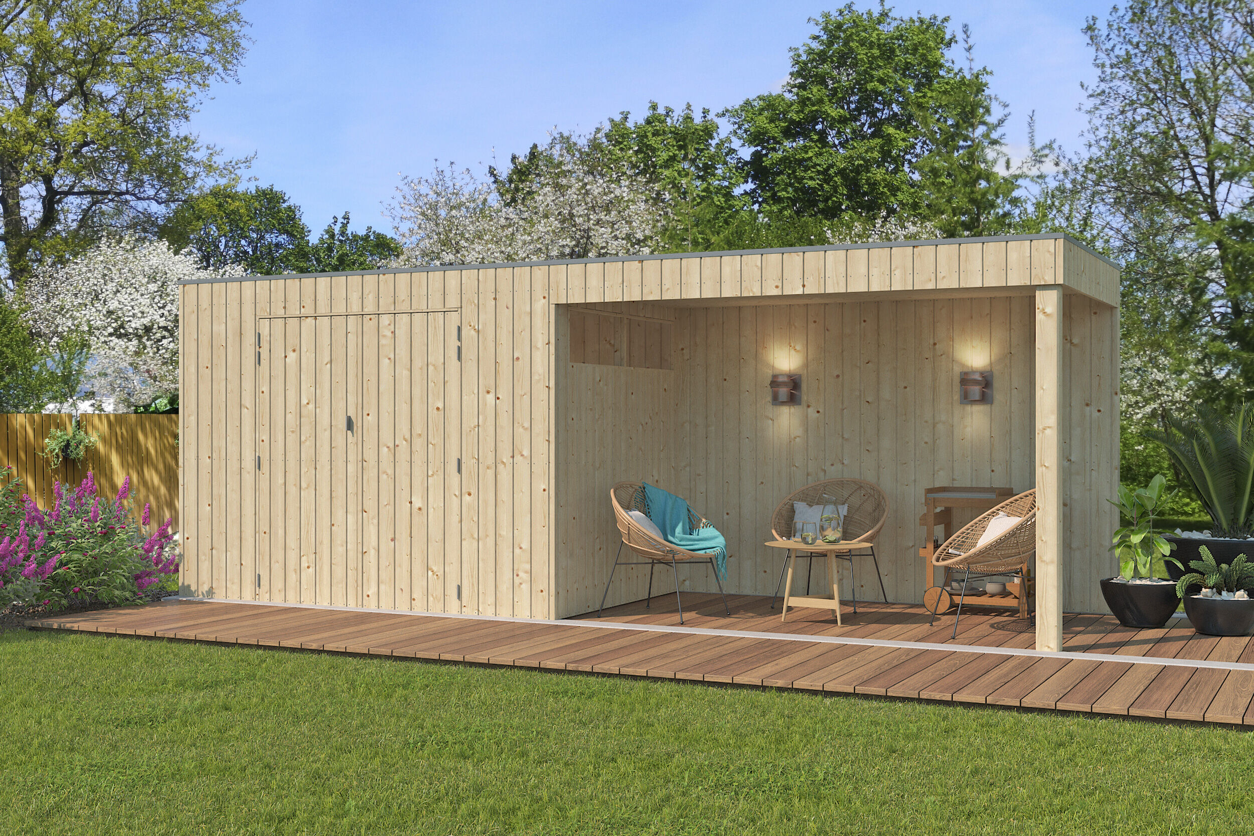 26% Rabatt ! Gartenhaus Modell QBV-Line 5,90 m² + 300 cm Anbau