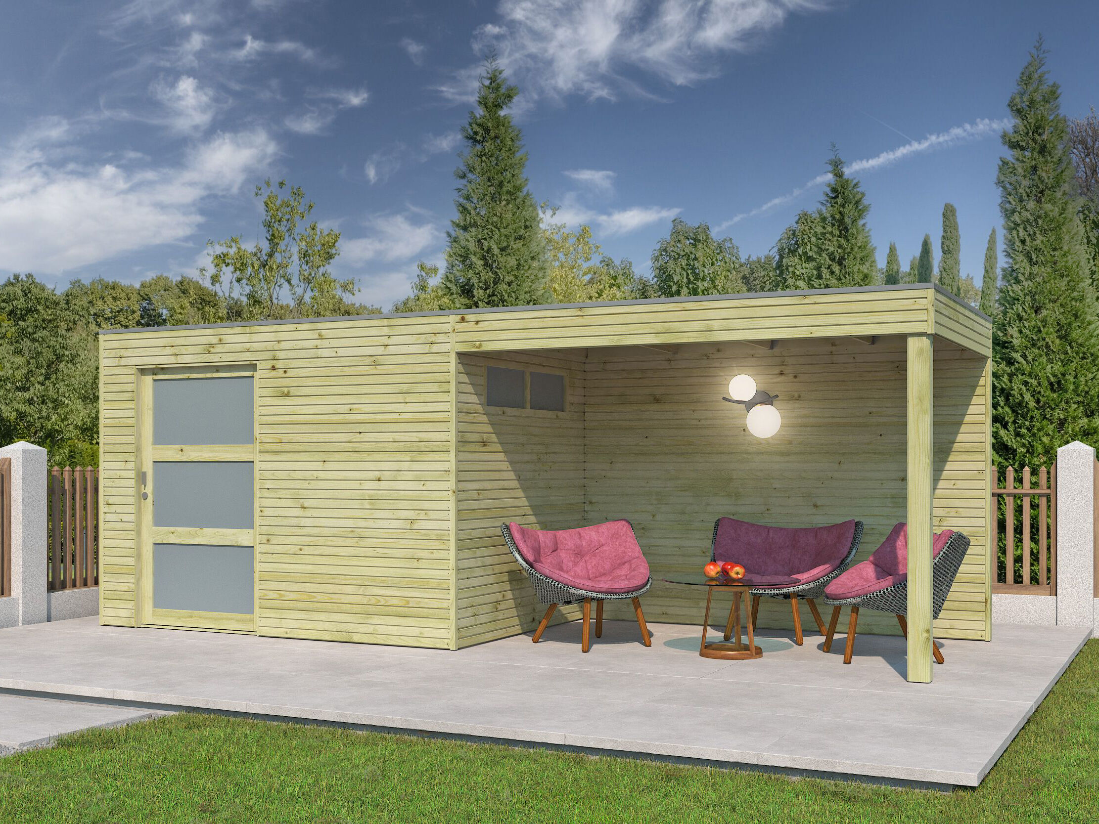 26% Rabatt ! Gartenhaus Modell QBS-Line 6,30 m² + 300 cm Anbau