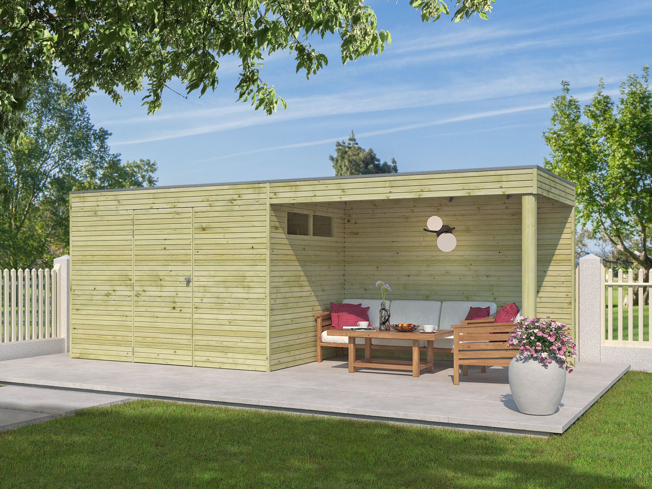 26% Rabatt ! Gartenhaus Modell QB-Line 6,30 m² + Anbau