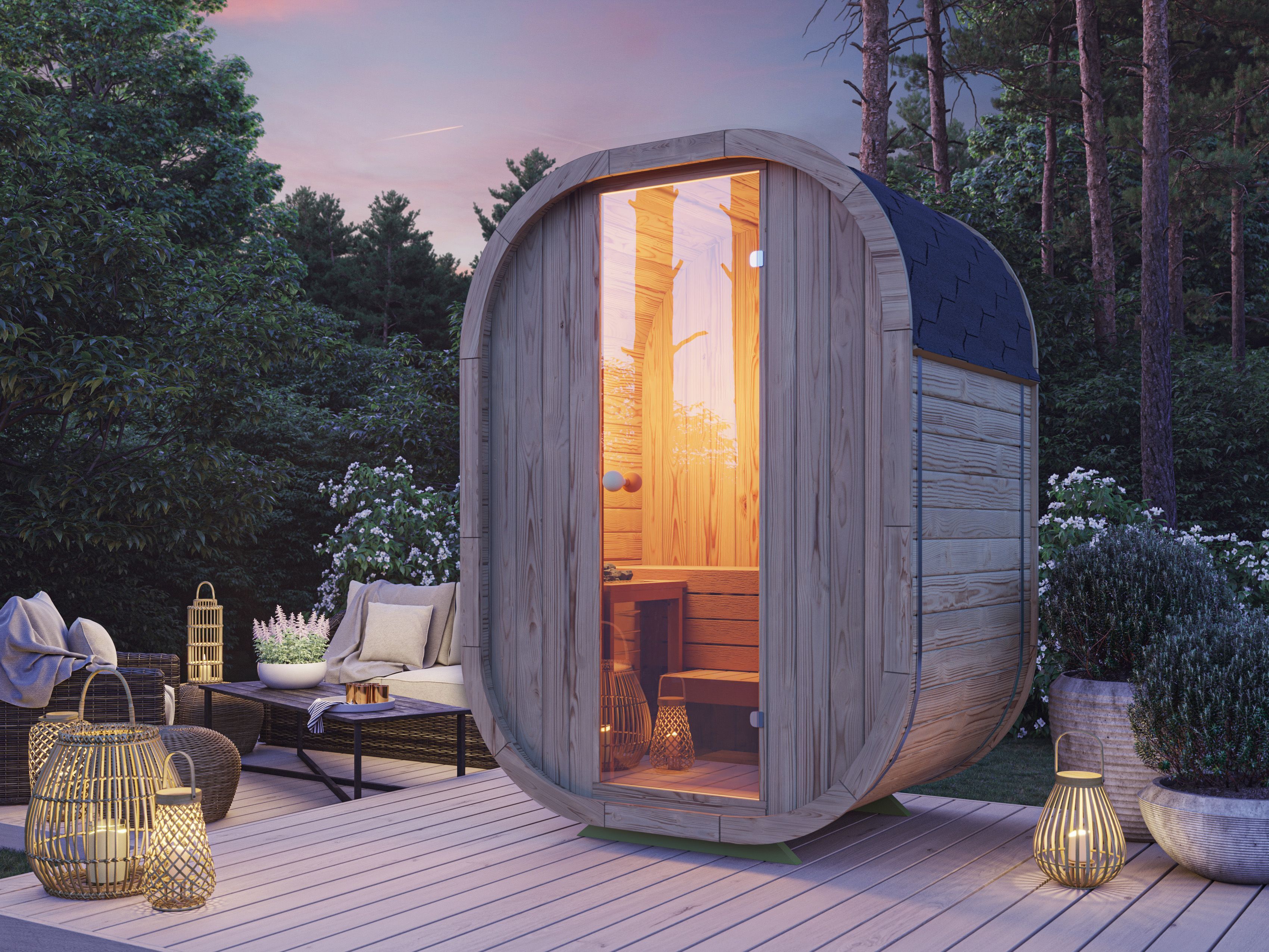 26% Rabatt ! Fjordholz Fass-Sauna Modell Luxe Micro