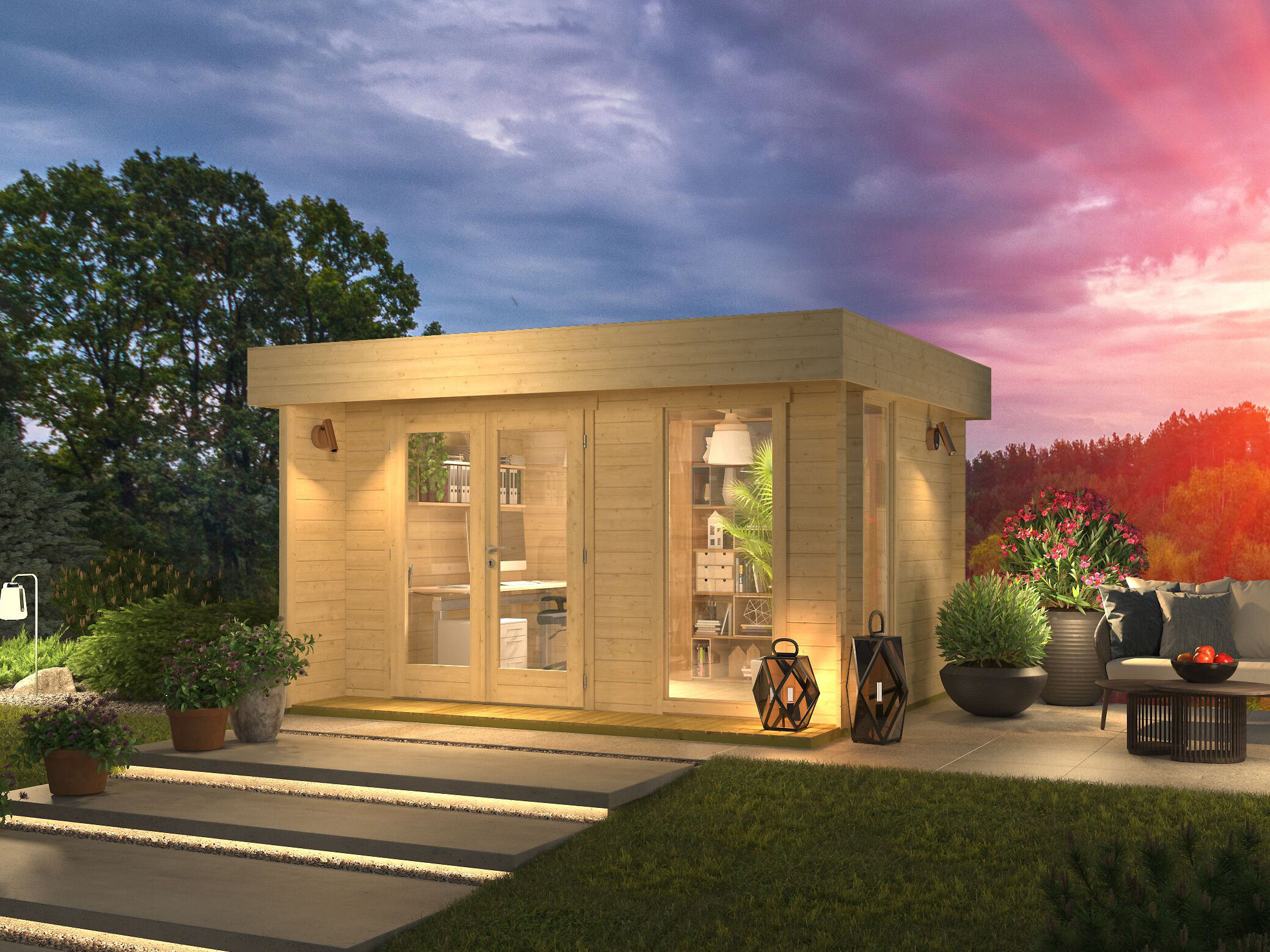 26% Rabatt ! Fjordholz Gartenhaus mit Flachdach Modell Kubi Min