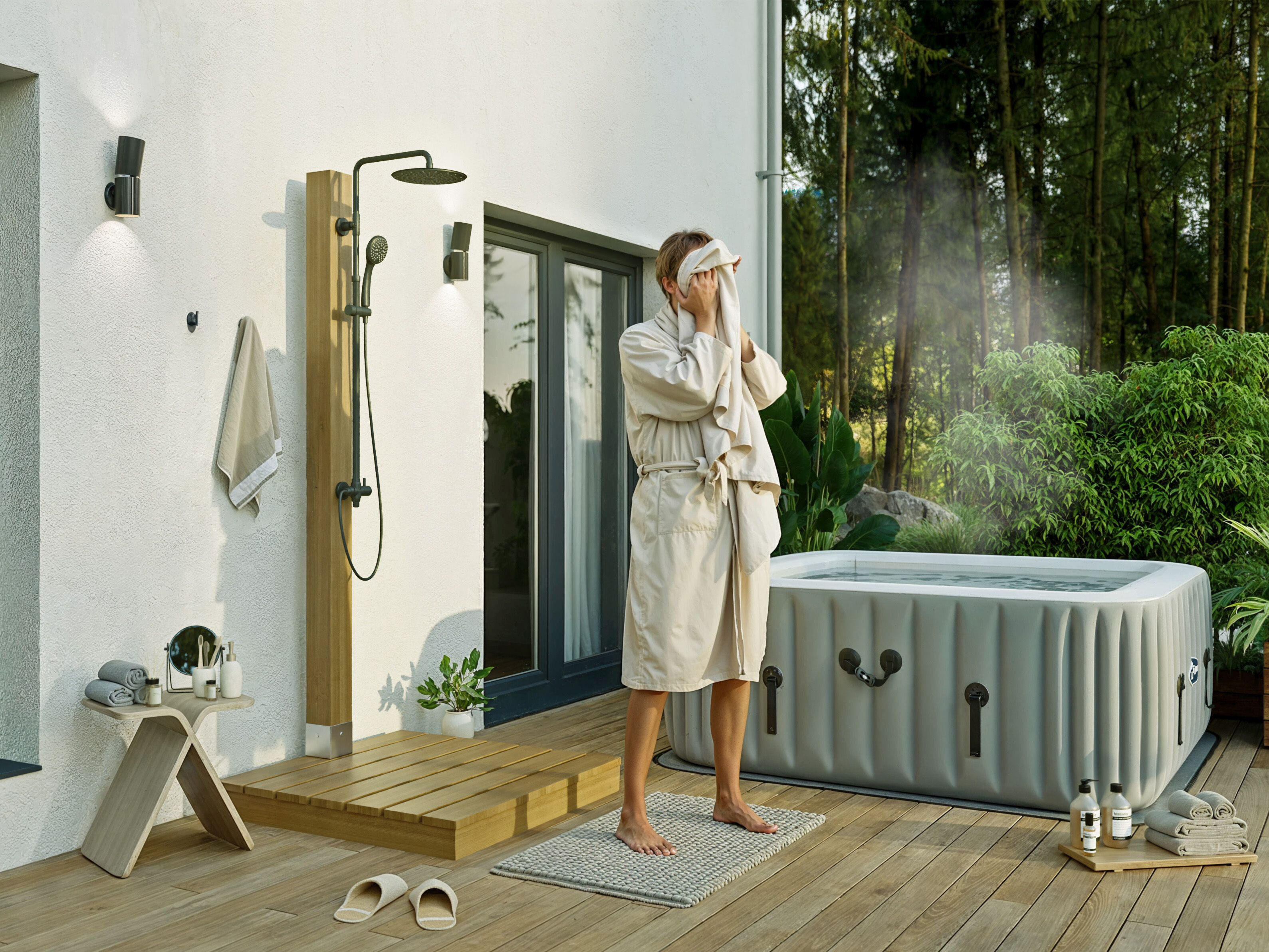 47% Rabatt ! Außendusche Modell Ibiza aus Thermoholz