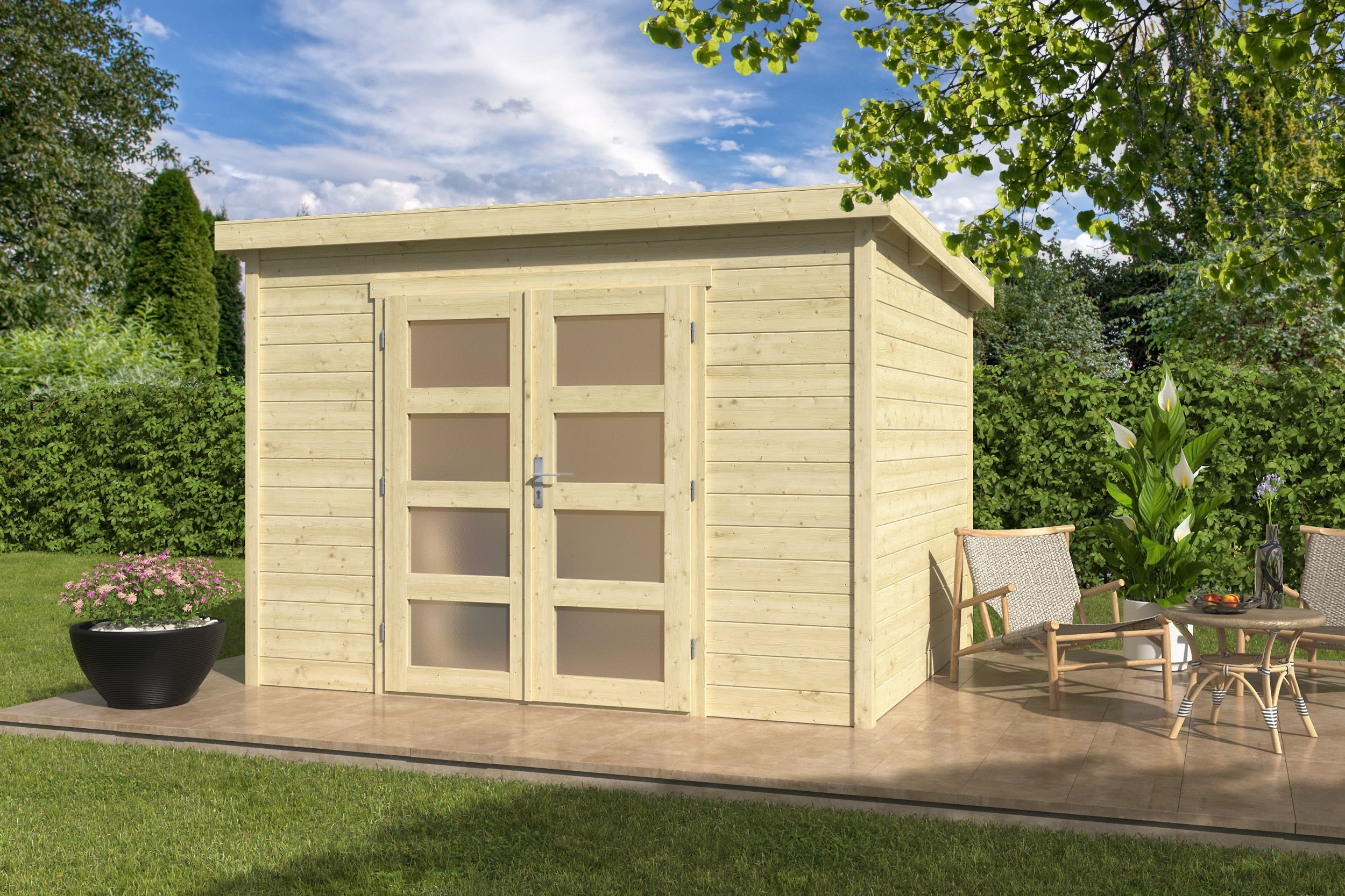 26% Rabatt ! Pultdach Gartenhaus Modell Ella 28-B