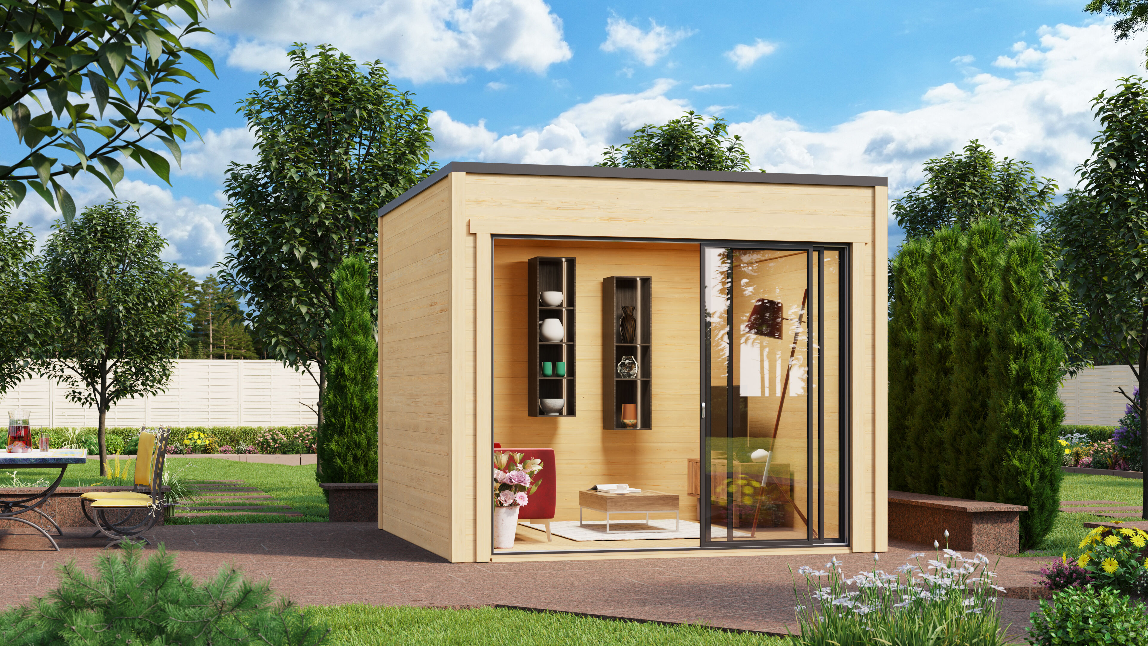 26% Rabatt ! Fjordholz Gartenhaus Modell Q-BIC Alu 44 G